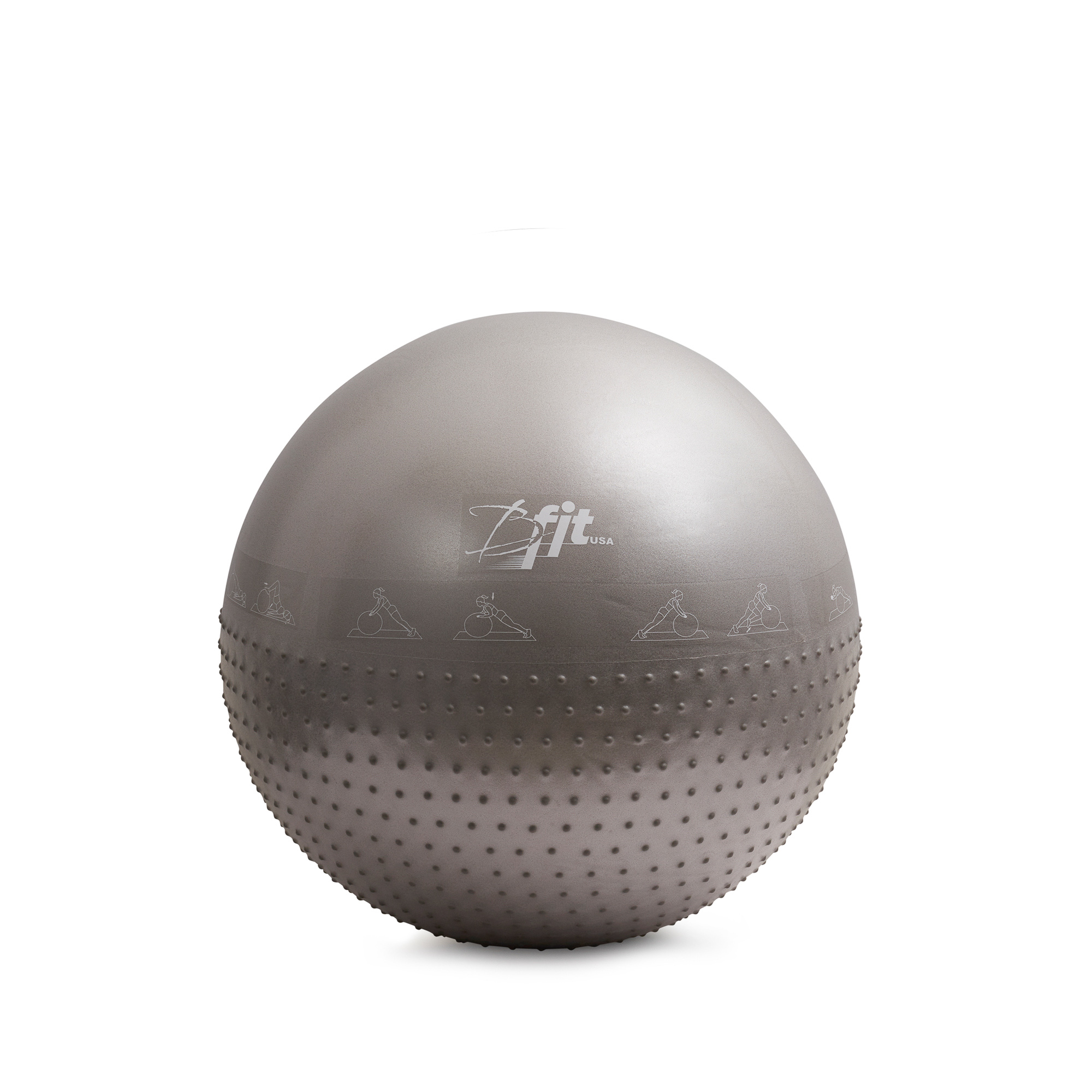 B Fit Exercise Printed Heavy Duty Silver Massage Point Commercial Gym Ball - Non-Slip Stability Ball - Anti Burst Yoga Ball 55 Cm