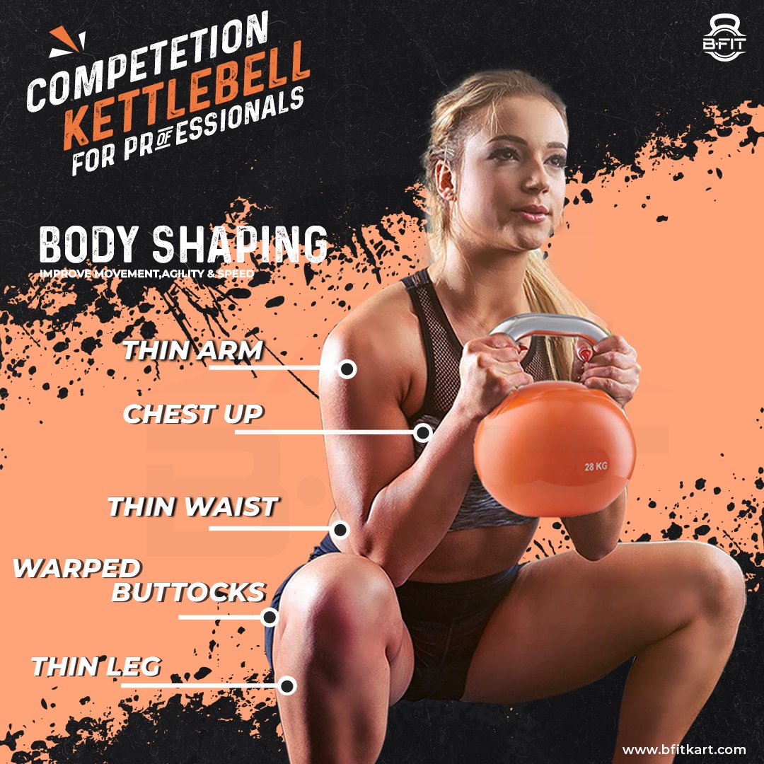 B Fit Competition Kettlebell 28 KG Professional Grade Kettlebell for Fitness Weightlifting Core Training