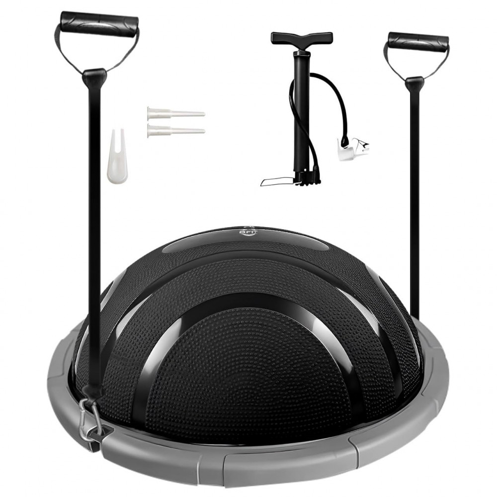Image of B FIT Balance Trainer Stability Half Bosu Ball with Resistance Bands and Pump - Improve Core and Ab Strength With Full Body Home Gym Workouts Or Fitness Training