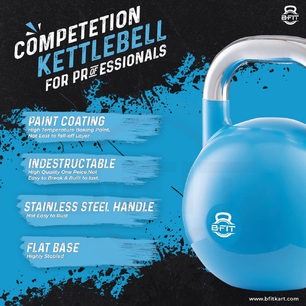 B Fit Competition Kettlebell 12 KG Professional Grade Kettlebell for Fitness Weightlifting Core Training