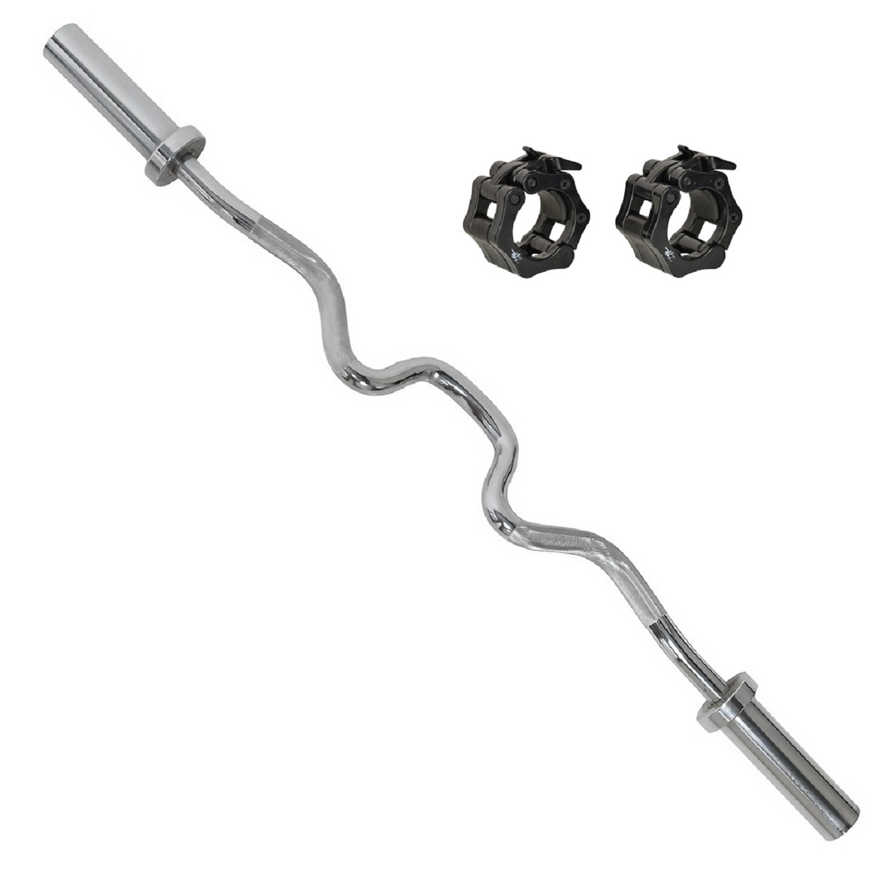 B Fit Barbell 48-Inch Olympic Super Curl Bar EZ Bar for 2-Inch Weight Plates with Premium Collars Pair