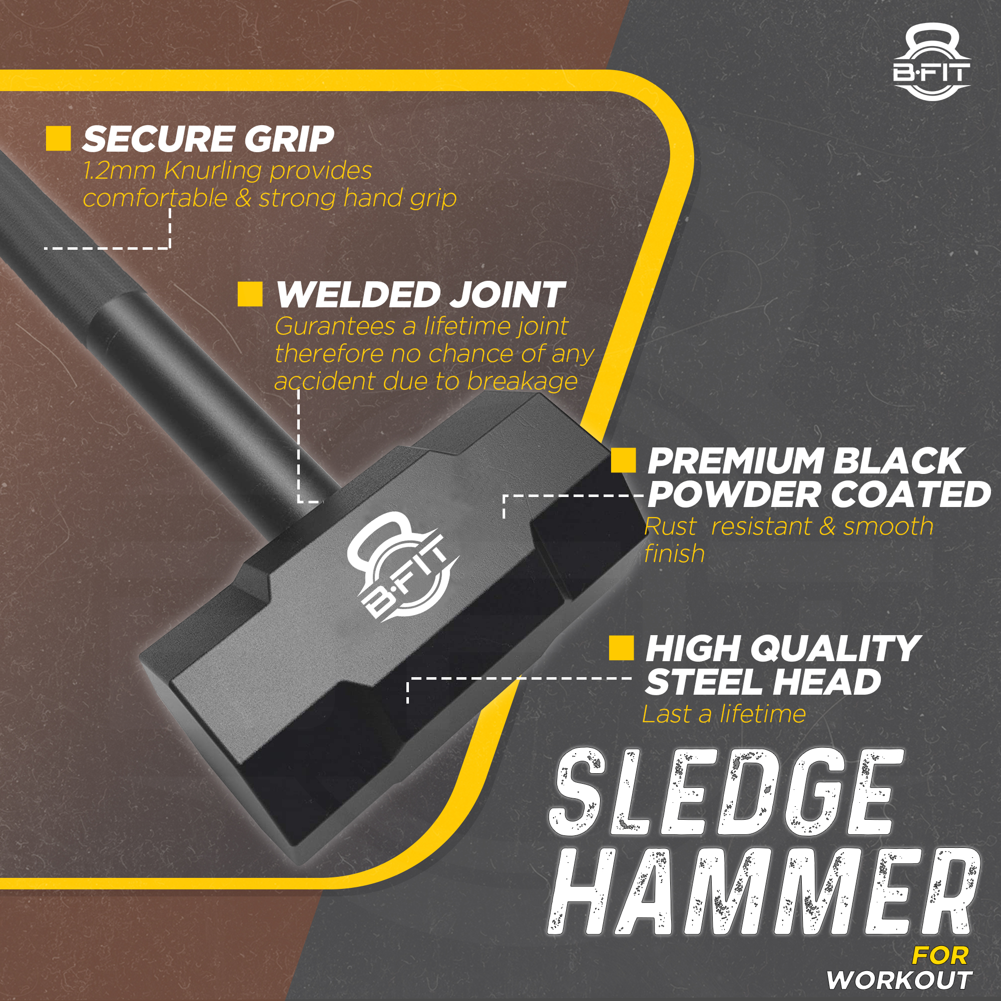 B Fit 35 Kg Hammer  Sledgehammer Functional Training Cross Fitness