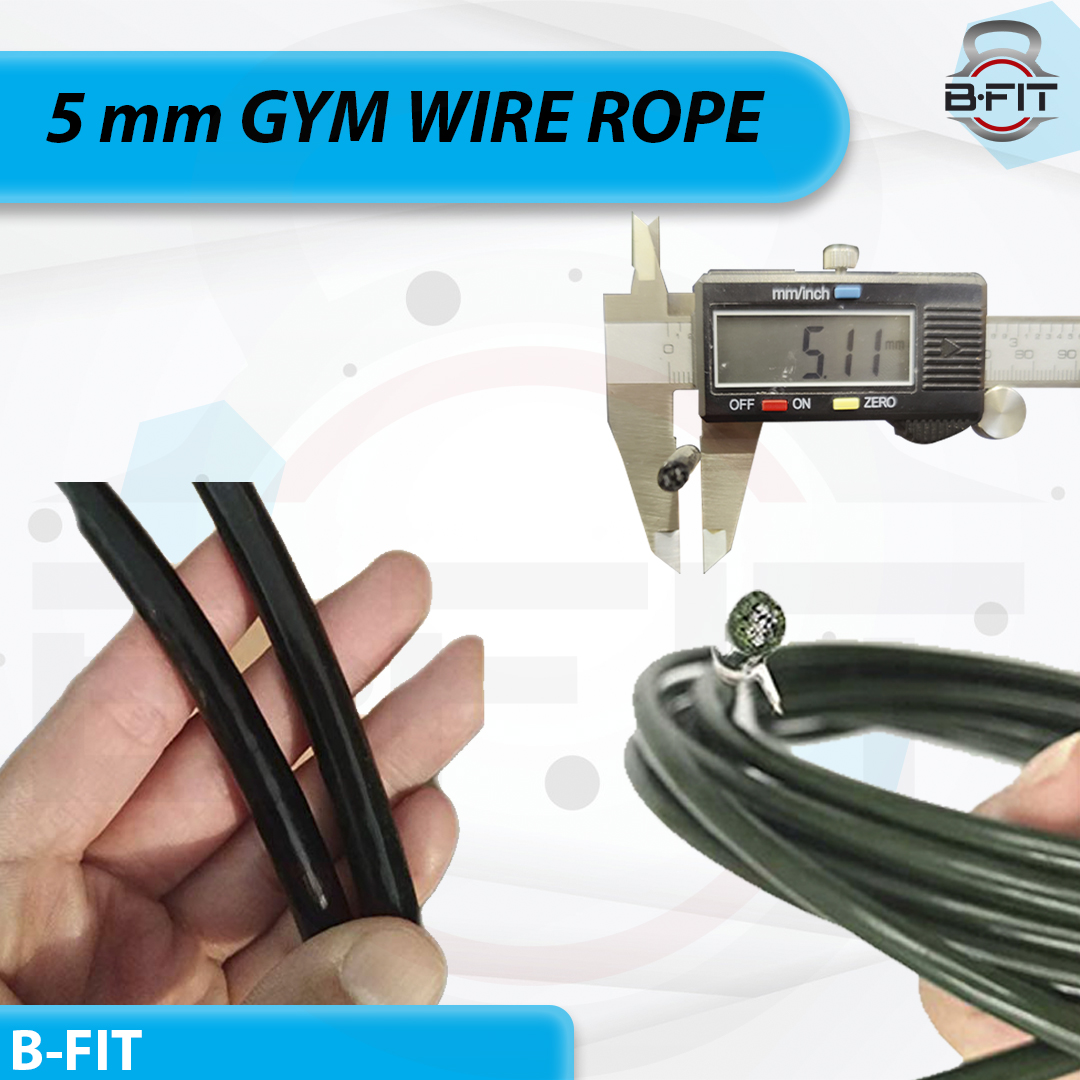 B Fit Gym Wire Rope 5 MM Thick Material PU Polyurethane Coated Black Color Cable Inside Steel