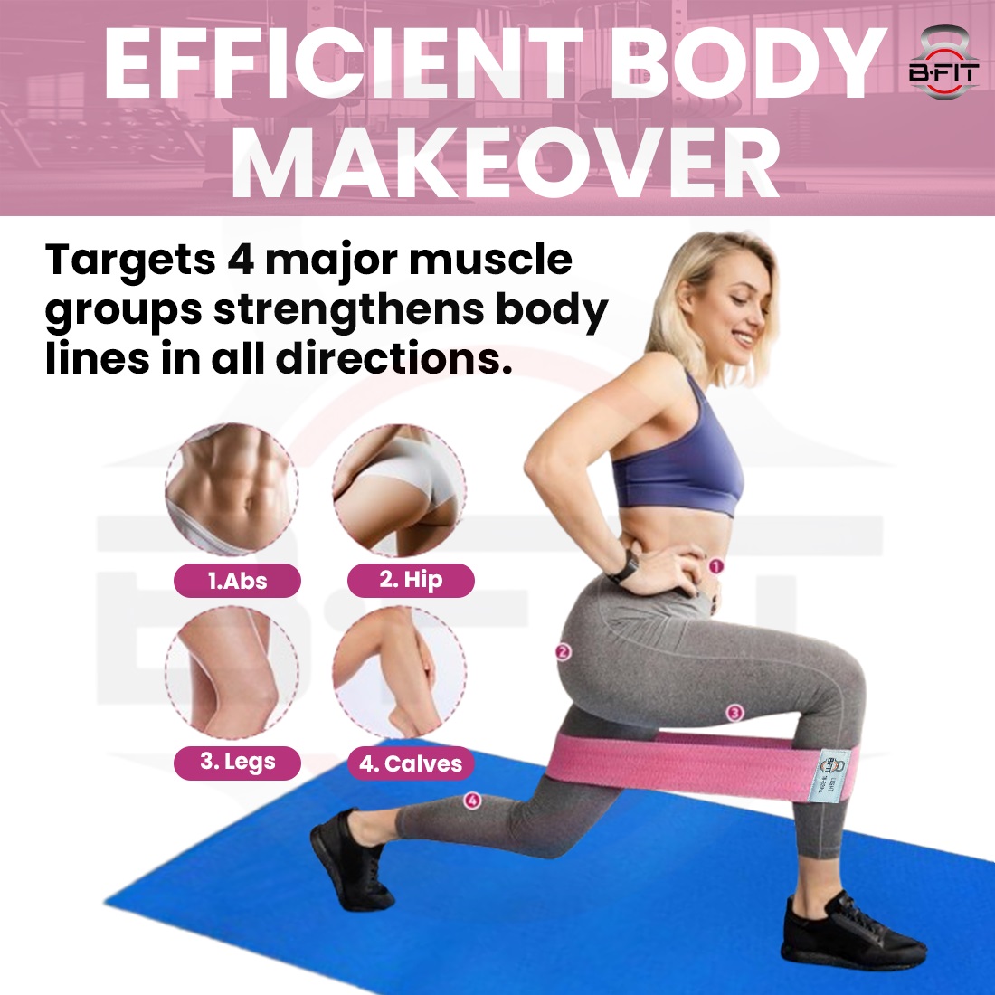 B Fit Resistance Bands Exercise Workout Bands for Women and Men 3 Set of Stretch Bands for Booty Legs Pilates Flexbands