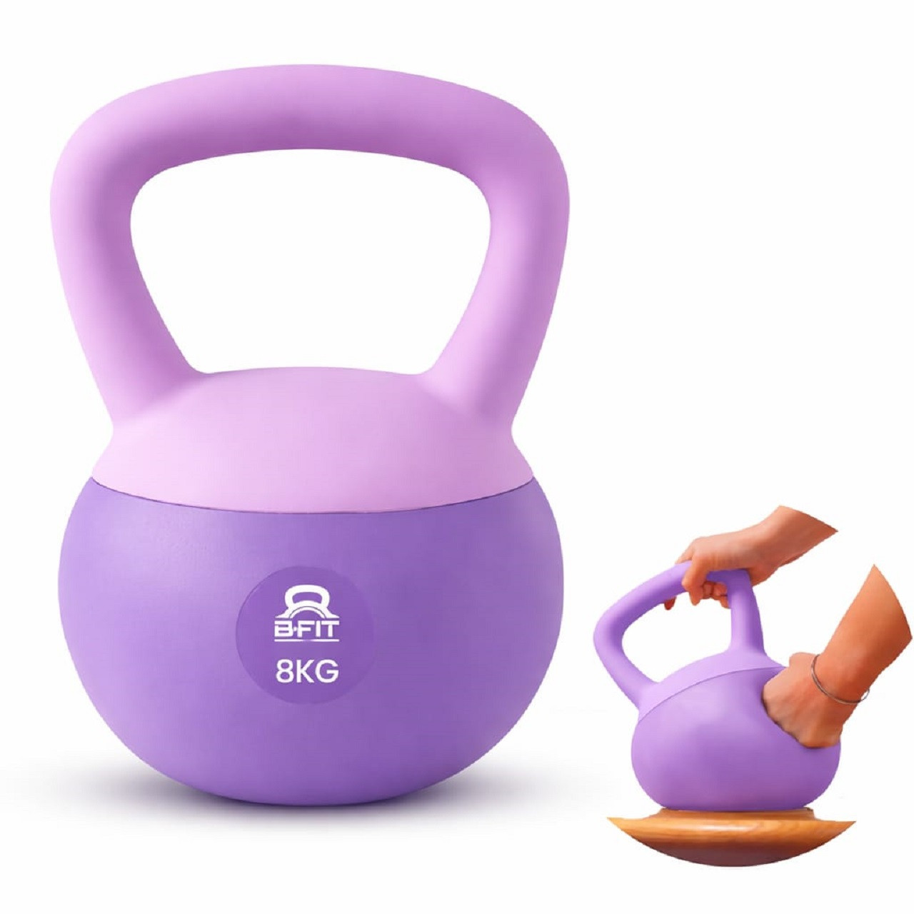 B Fit Soft Kettlebells 8 Kg with Cushioned Impact-Resistant Base and Anti-Slip