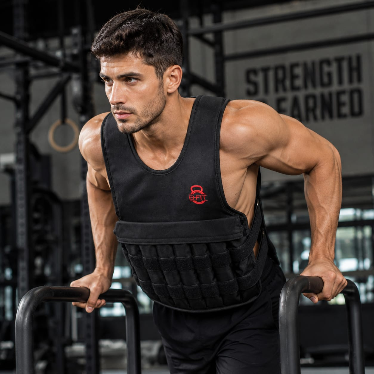 B Fit Weighted Vest Adjustable Weight 10-25 Kg for Workout Strength Training Running Fitness Muscle Building Weight Loss Weightlifting