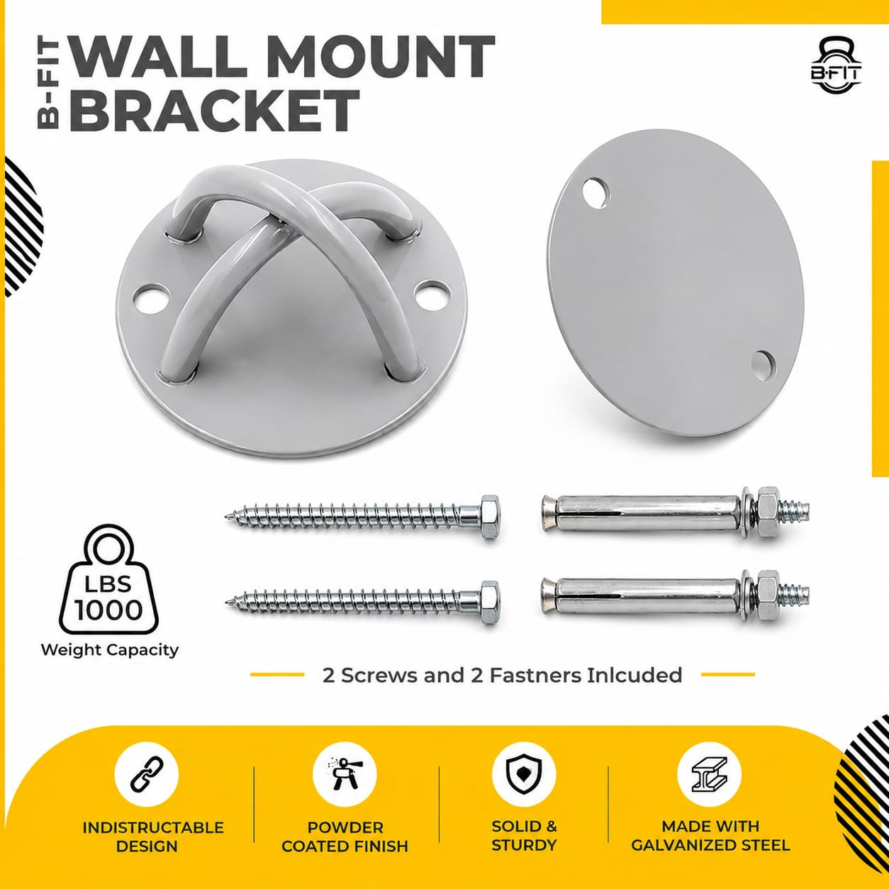 B Fit all Mount Bracket Anchor for Suspension Straps Ceiling Anchor X Mount for Olympic Rings Body Weight Strength Training Systems Yoga Swings Boxing Equipment
