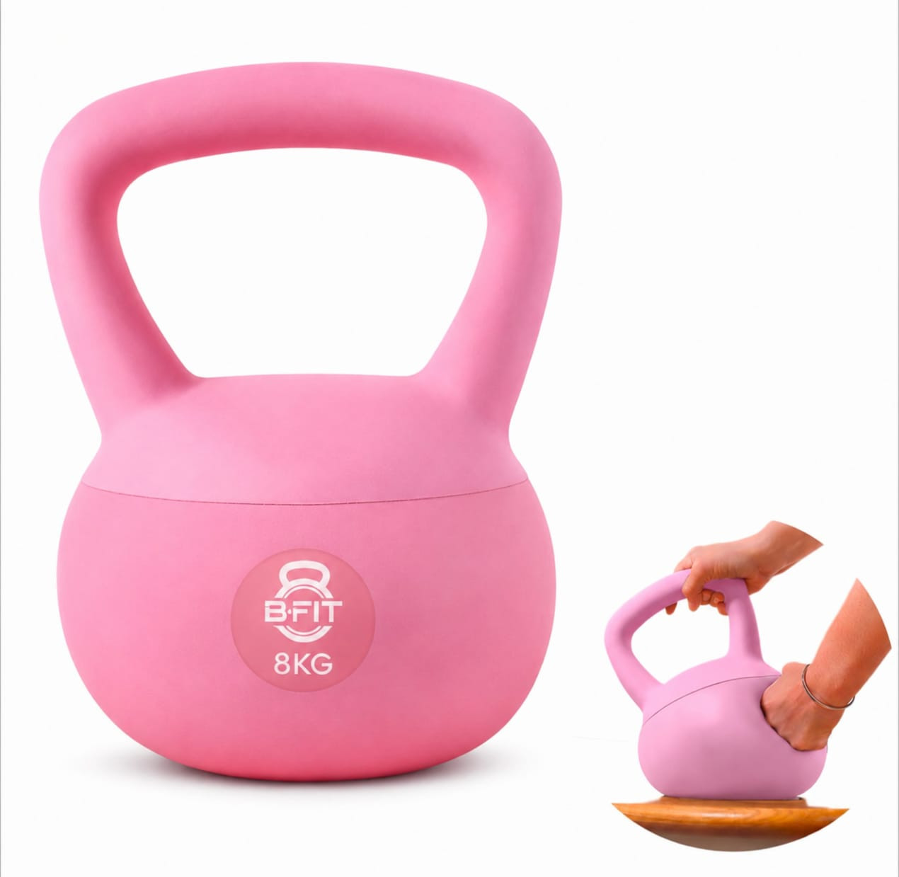 B Fit Soft Kettlebells 8 Kg with Cushioned Impact-Resistant Base and Anti-Slip