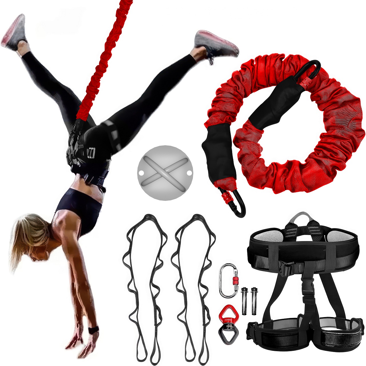 B Fit Upgraded Version Heavy Bungee Resistance Band Set Gravity Yoga Bungee Cord Resistance Belt Set 4D Bungee Dance Rope Workout Fitness Home Gym Professional Training Equipment 80 Kgs