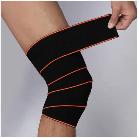B Fit One Pair Knee Wraps for Weightlifting - PowerliftingWorkout Squats Knee Wrap - Reduces Stress on Quadriceps Ideal Elastic Support Compression Strength