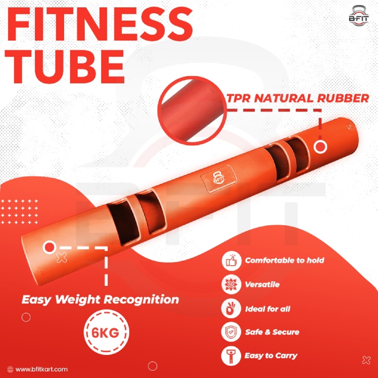 B Fit ViPR Fitness Tube Functional Training Rubber VIPR Weight Bar 6 Kg