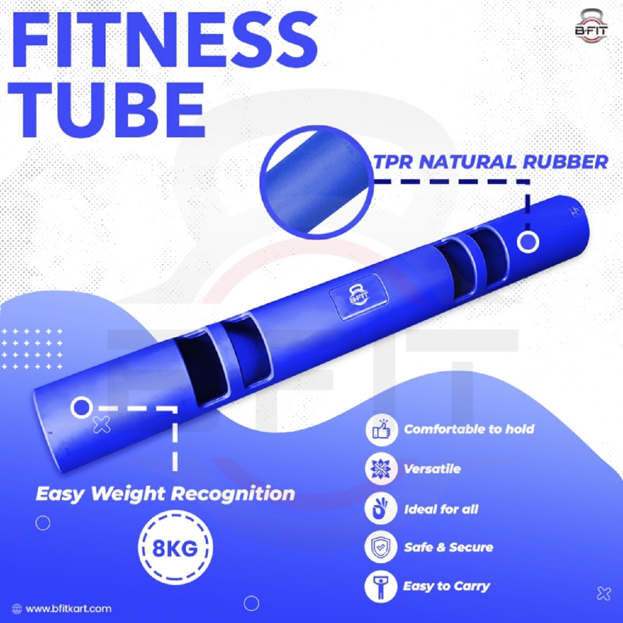 B Fit ViPR Fitness Tube Functional Training Rubber VIPR Weight Bar 8 Kg