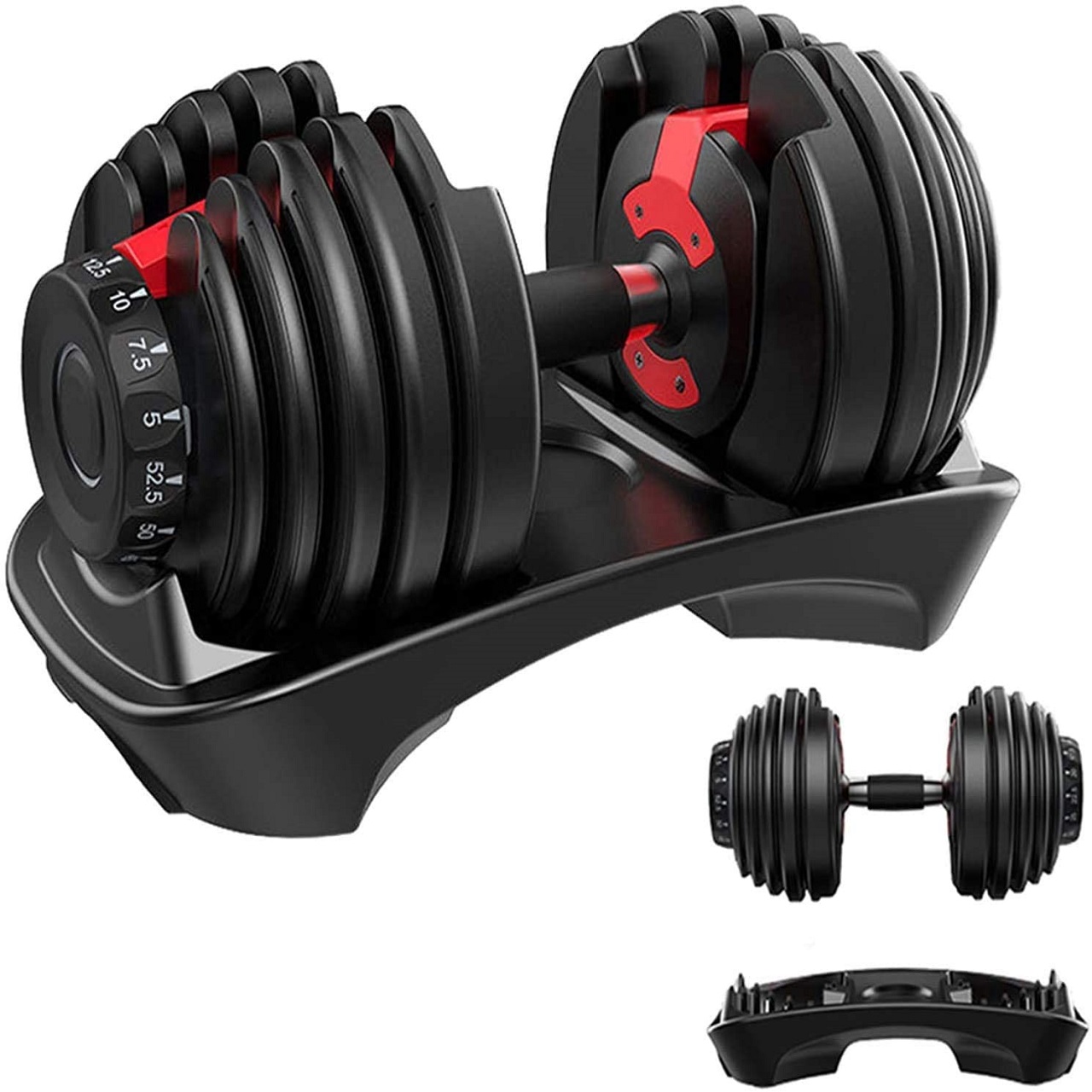 B Fit 525 lbs Adjustable Dumbbells Set 5 to 525 Lbs Fast Adjusting Dial Weights 15 Weights Adjustment with Handle and Weight Plate Set