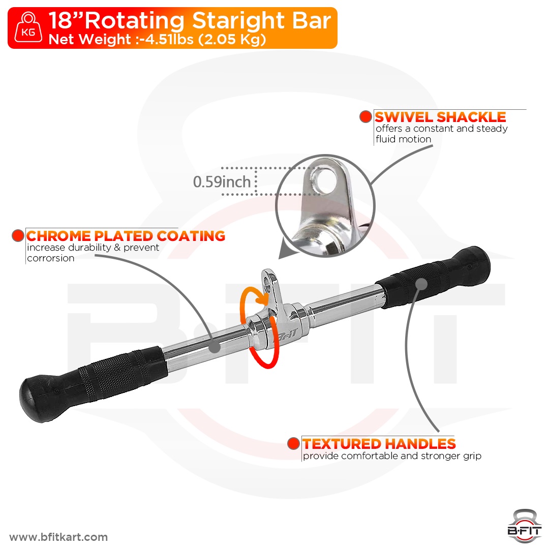 B fit Pro-Grip Solid Lat Bar 18 Inch