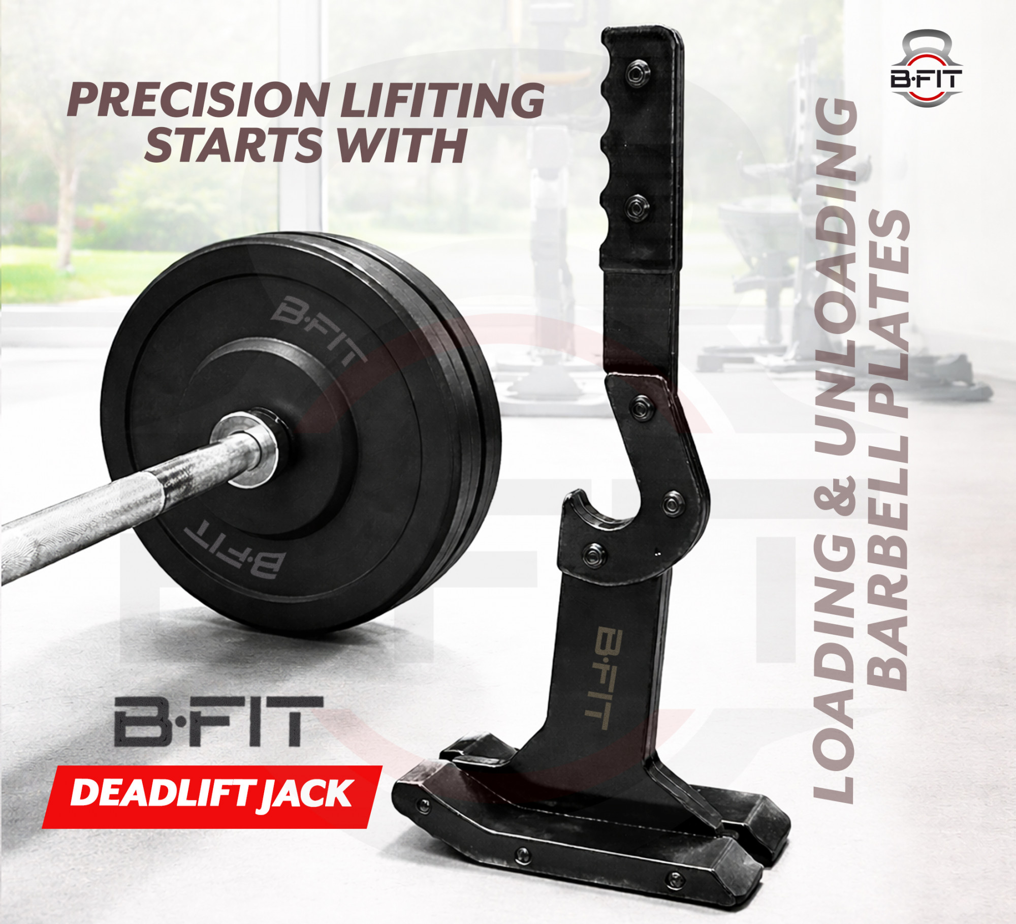 B Fit Deadlift JackBarbell Jack Unload 660LB Barbell Stand with Non-Slip Handle and Base Perfect for Deadlift and Powerlifting