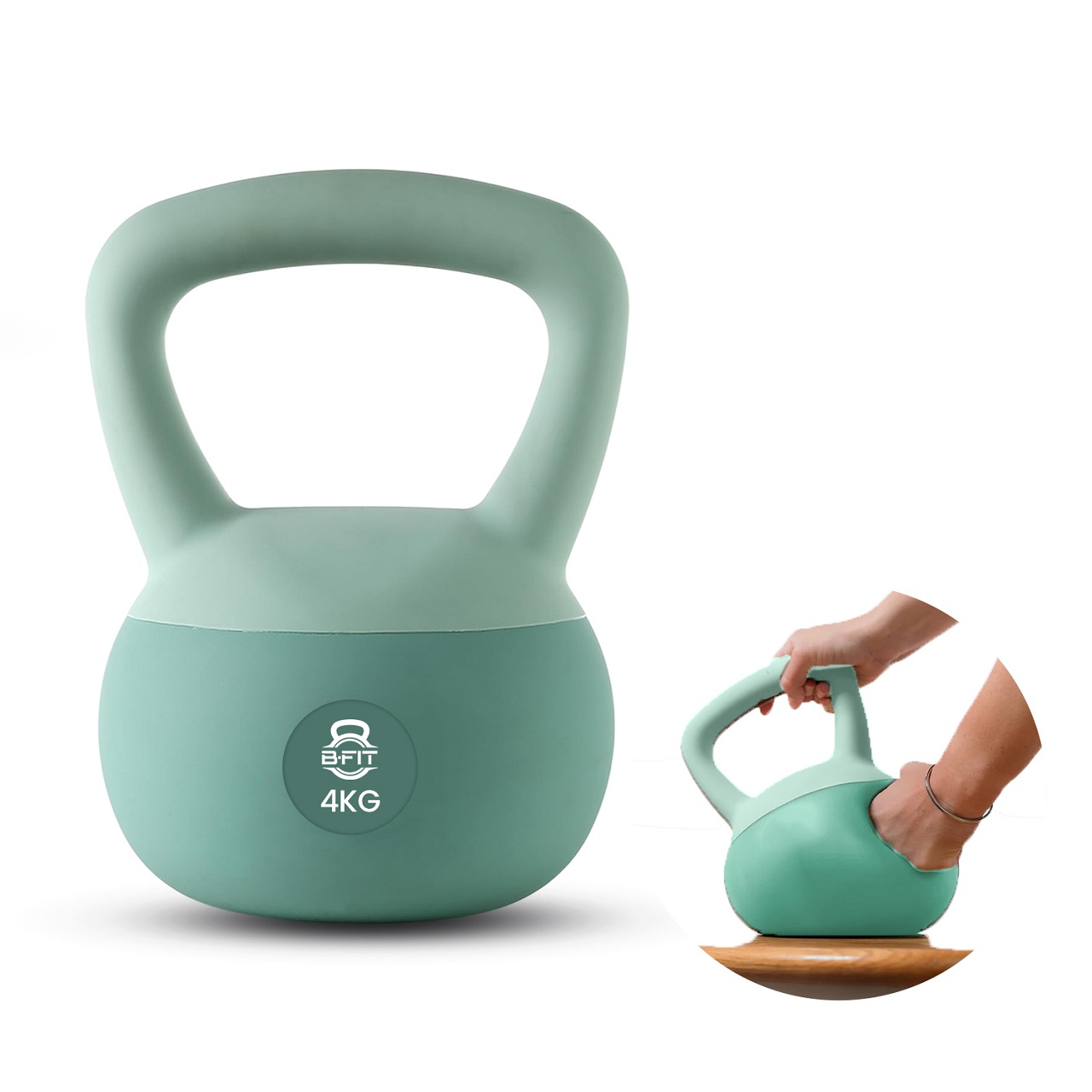 B Fit Soft Kettlebells 4 Kg with Cushioned Impact-Resistant Base and Anti-Slip