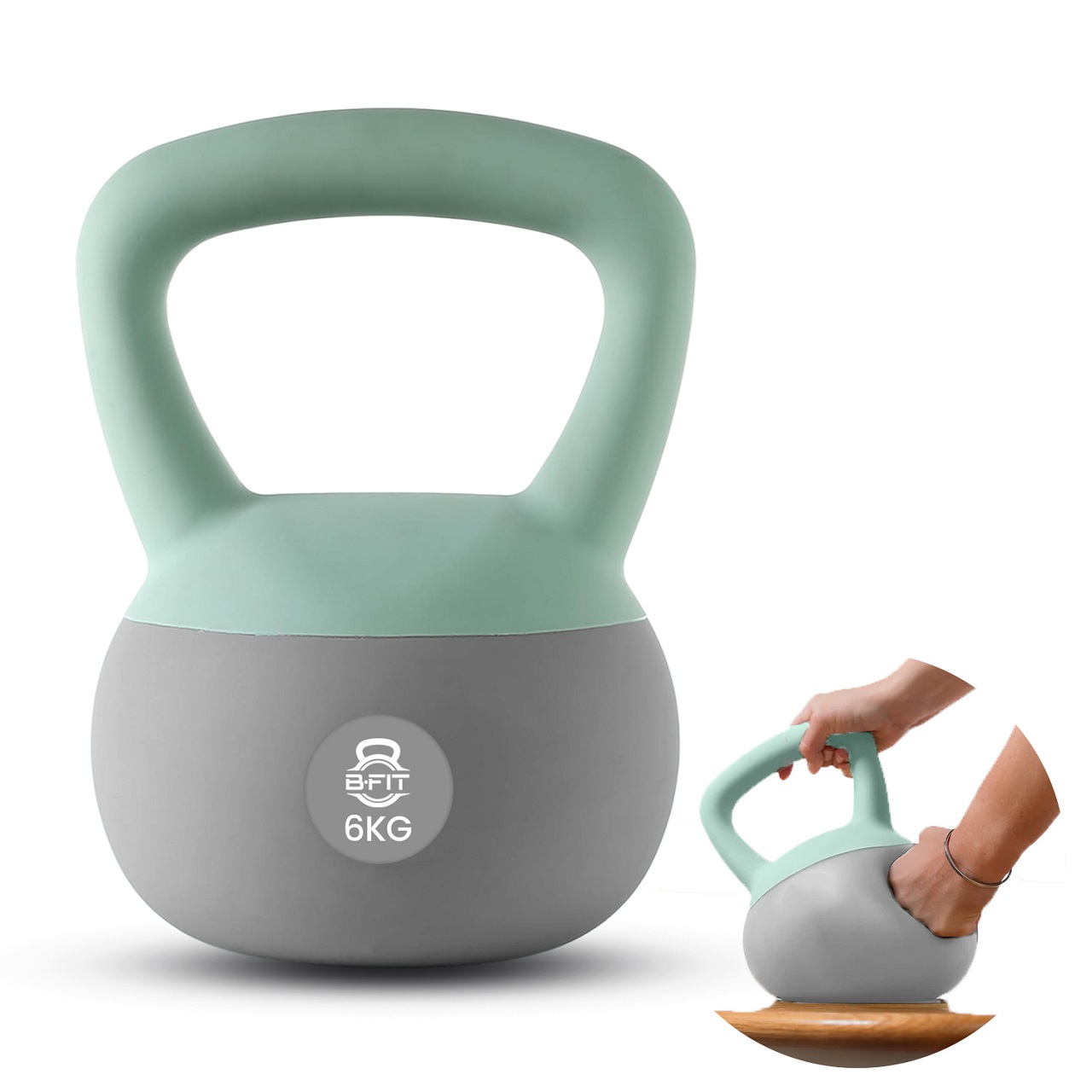 B Fit Soft Kettlebells 6 Kg with Cushioned Impact-Resistant Base and Anti-Slip