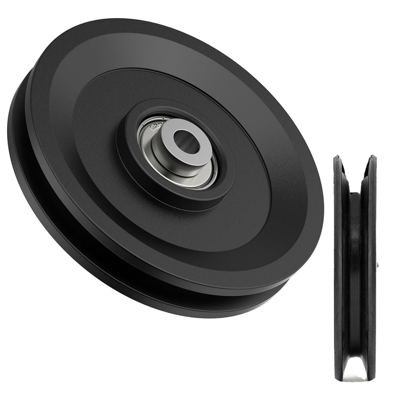 B Fit Gym Pulley 115 MM Black with inbuilt Bearing and Bush Wheel Cable Gym Fitness Equipment Part Set