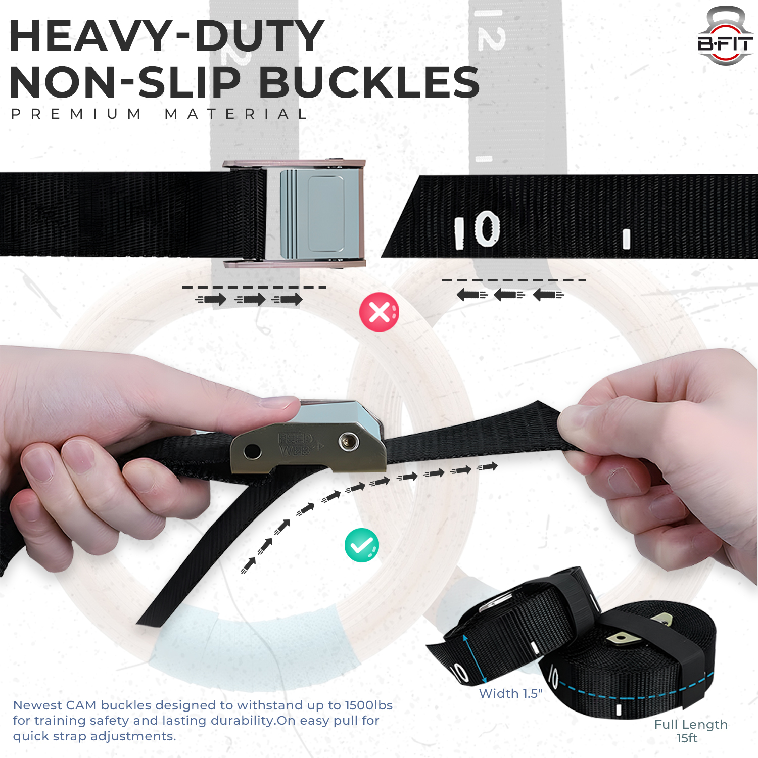 B Fit Gymnastic Rings Roman Rings Olympic Gym Wooden Rings with Heavy Duty Adjustable Straps for GymCross TrainingStrength TrainingPull Ups and Dips