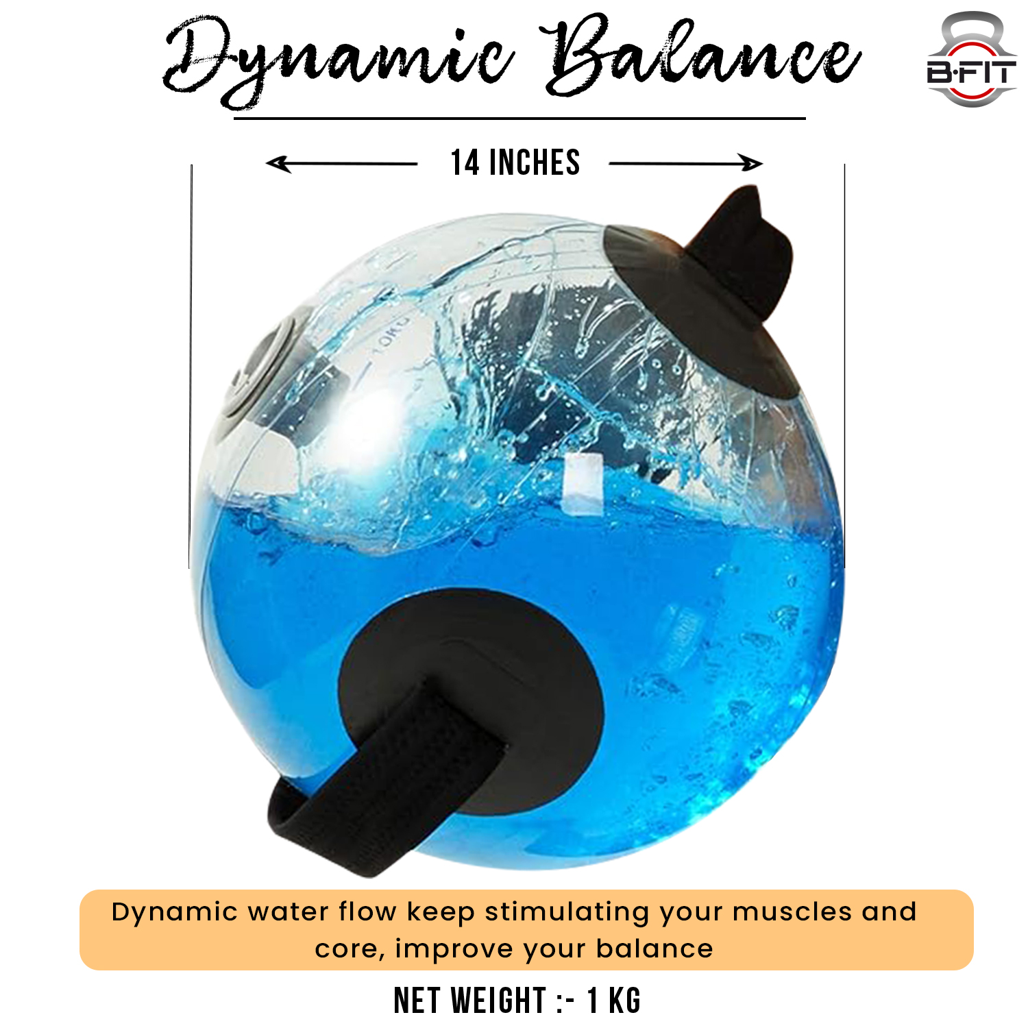 B Fit Adjustable Aqua Bag Power Bag with Water - Core and Balance Device- Portable Stability Fitness Equipment -Free App for Full Body Workout