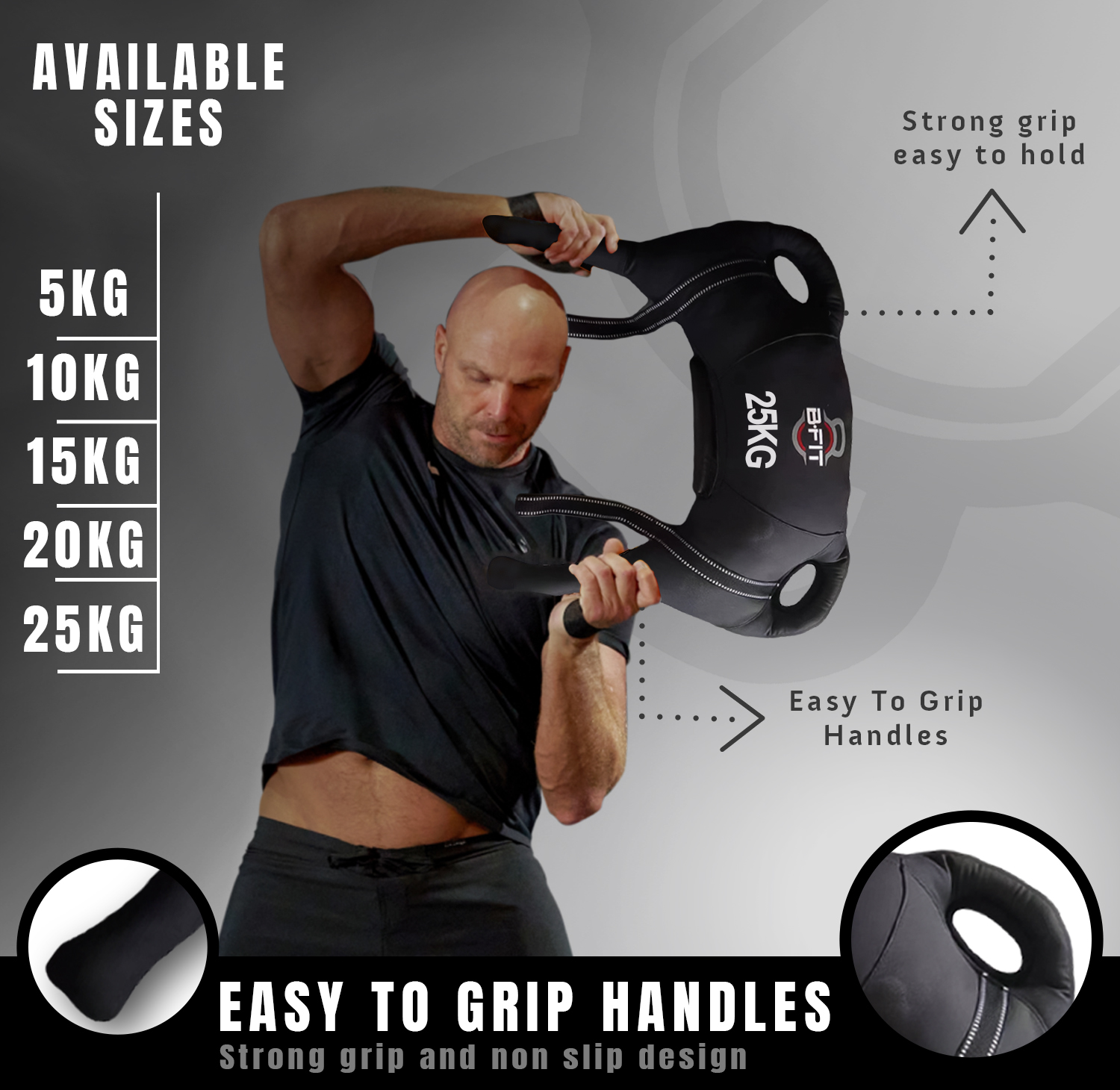 B Fit Upgraded Bulgarian Bag 15 Kg for Fitness Gym Training Cross fit Wrestling Judo Grappling MMA Full Body Workout