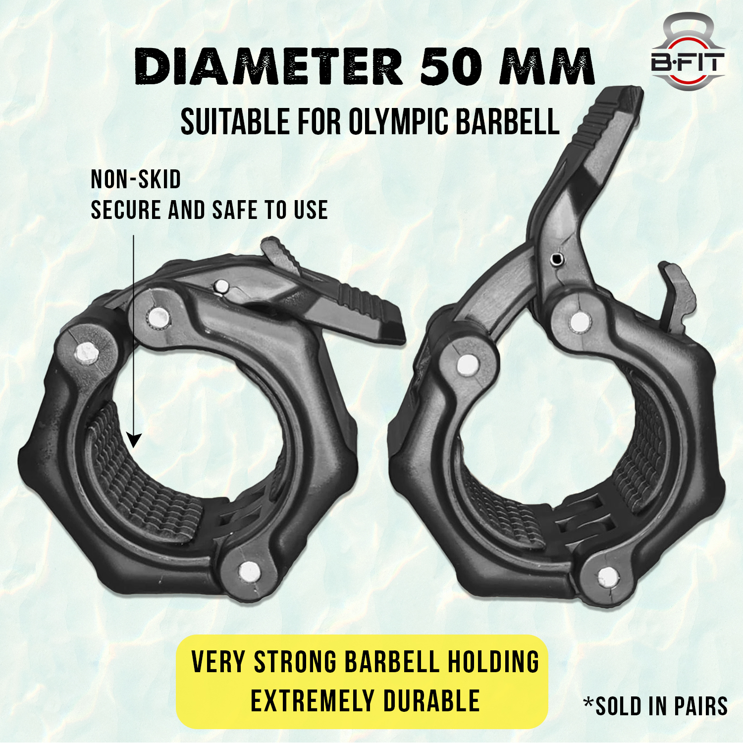 b Fit 2 Premium Olympic Barbell Collar - Quick Release Barbell Clamp