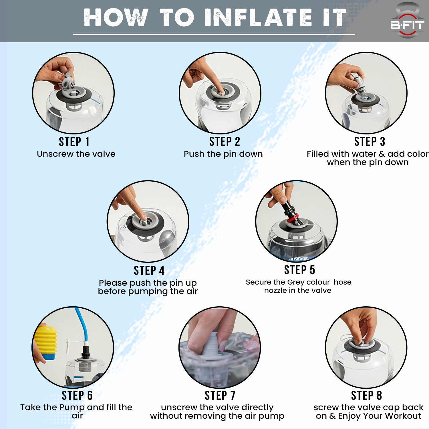 B Fit Adjustable Aqua Bag Power Bag with Water - Core and Balance Device- Portable Stability Fitness Equipment -Free App for Full Body Workout