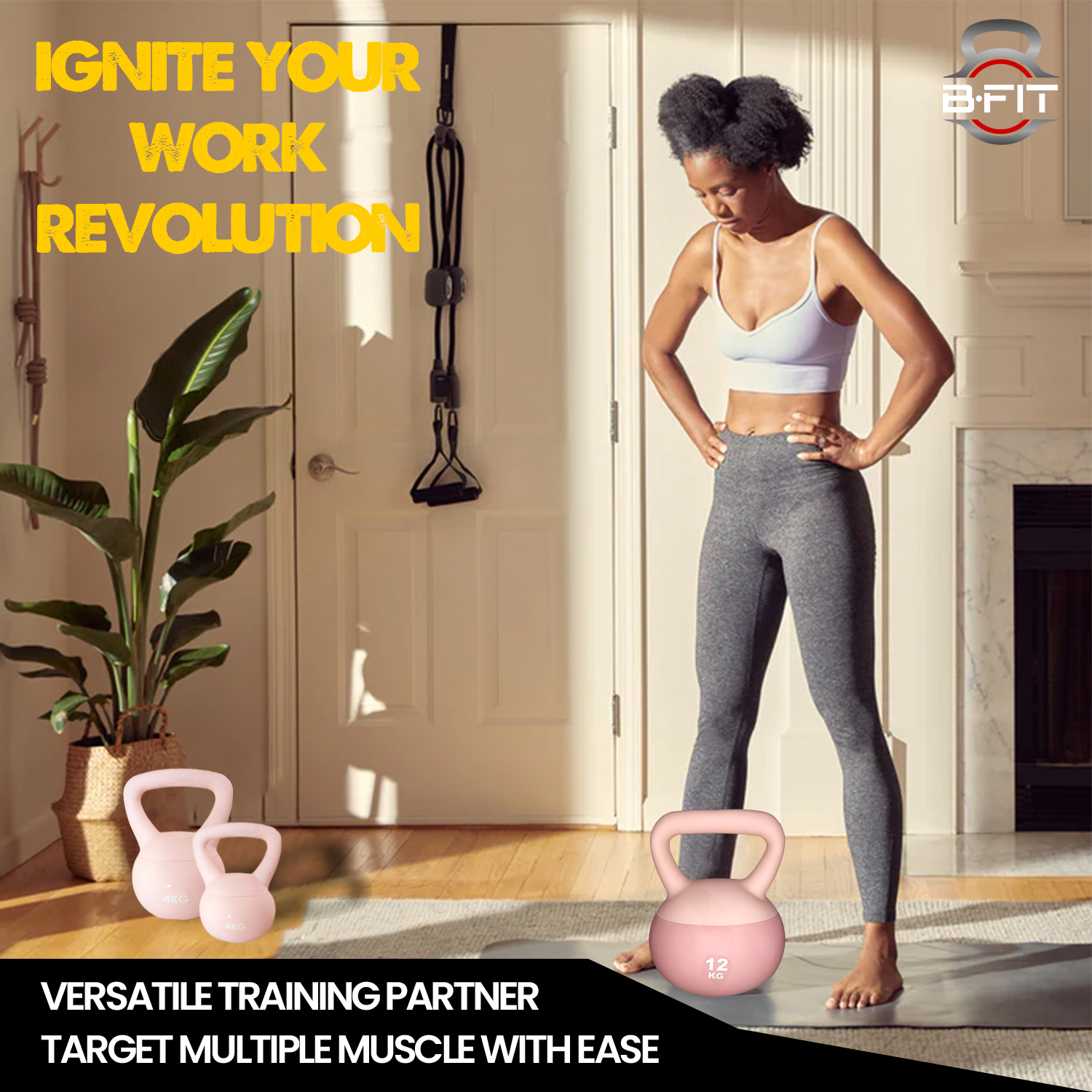 B Fit Soft Kettlebells 12 Kg with Cushioned Impact-Resistant Base and Anti-Slip