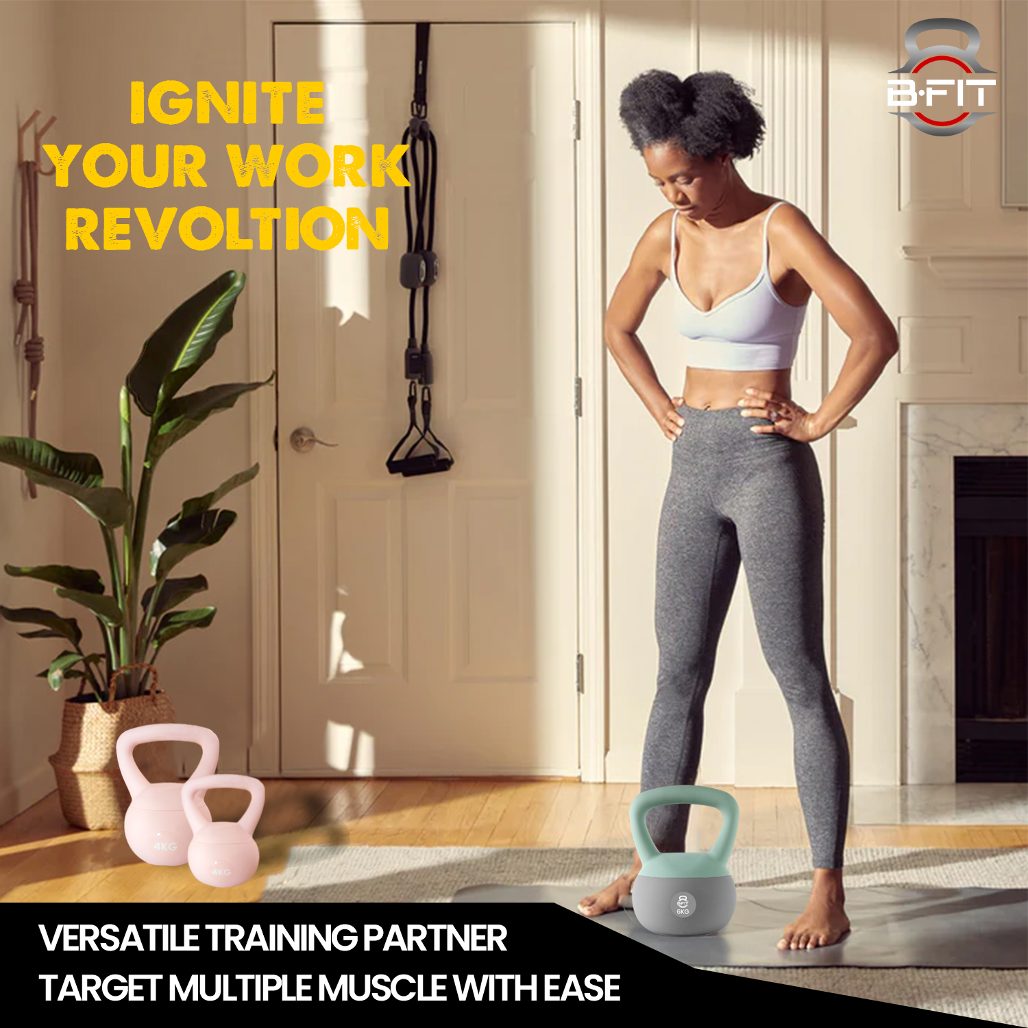 B Fit Soft Kettlebells 6 Kg with Cushioned Impact-Resistant Base and Anti-Slip