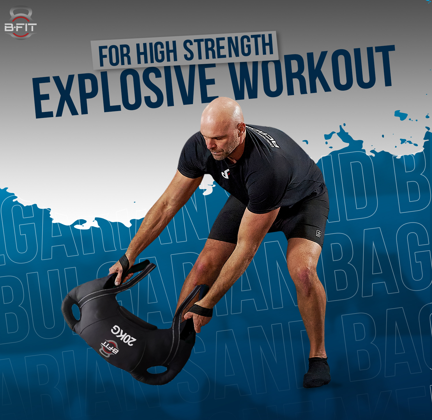 B Fit Upgraded Bulgarian Bag 20 Kg for Fitness Gym Training Cross fit Wrestling Judo Grappling MMA Full Body Workout