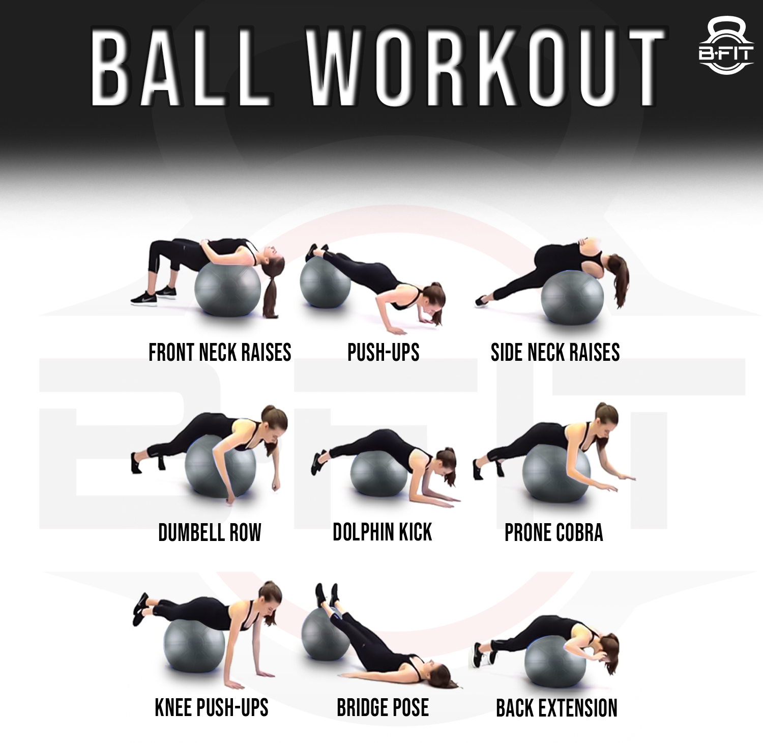 B Fit Heavy Duty Dark Grey Heavy Commercial Gym Ball 65-95 Cm - Non-Slip Stability Ball - Anti Burst Yoga Ball