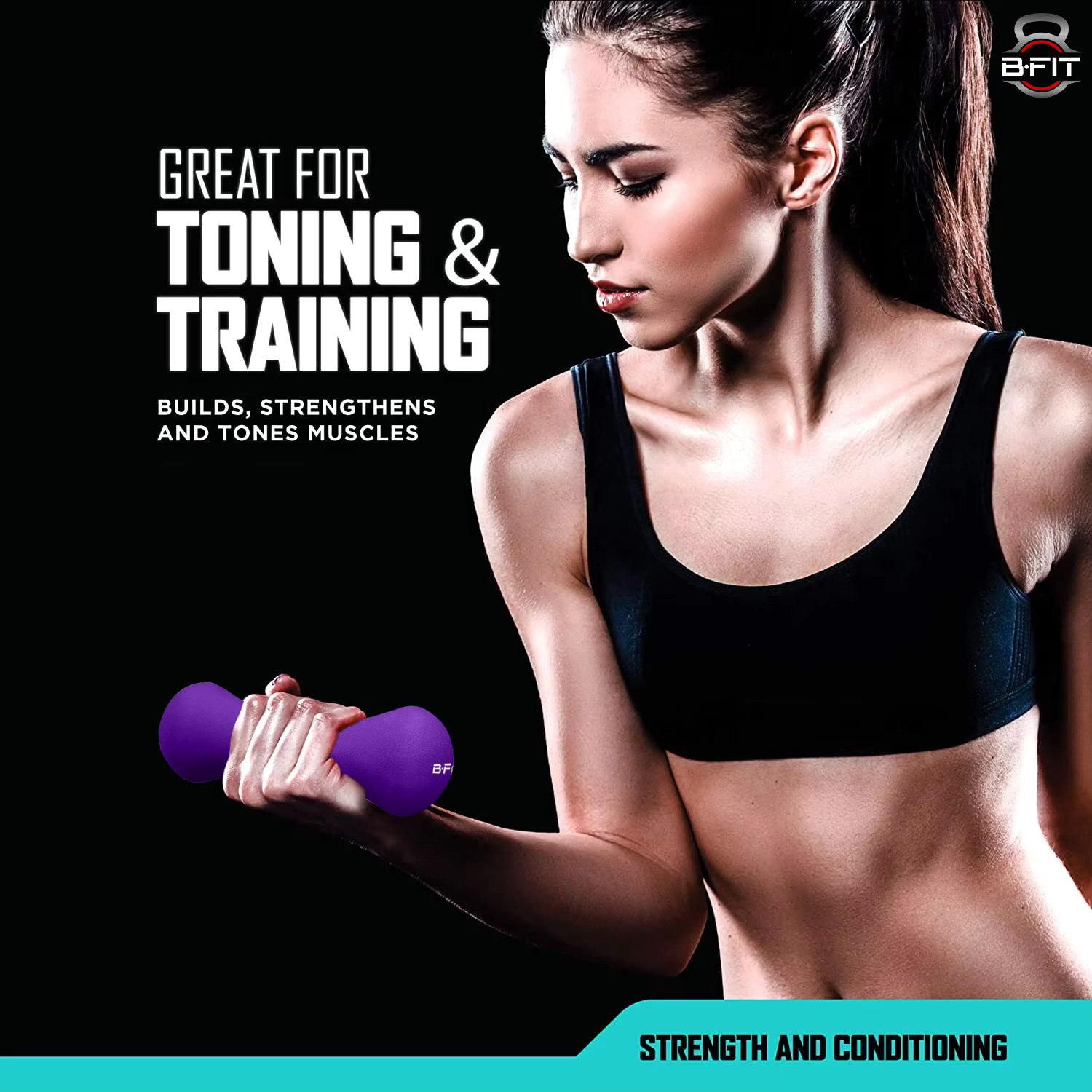 B Fit Bone Shape Neoprene Dumbbells 4 Kg Pair Non Slip Grip in Pair Packing