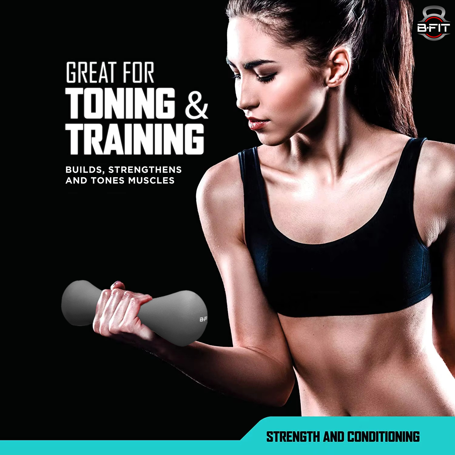 B Fit Bone Shape Neoprene Dumbbells 5 Kg Pair Non Slip Grip in Pair Packing