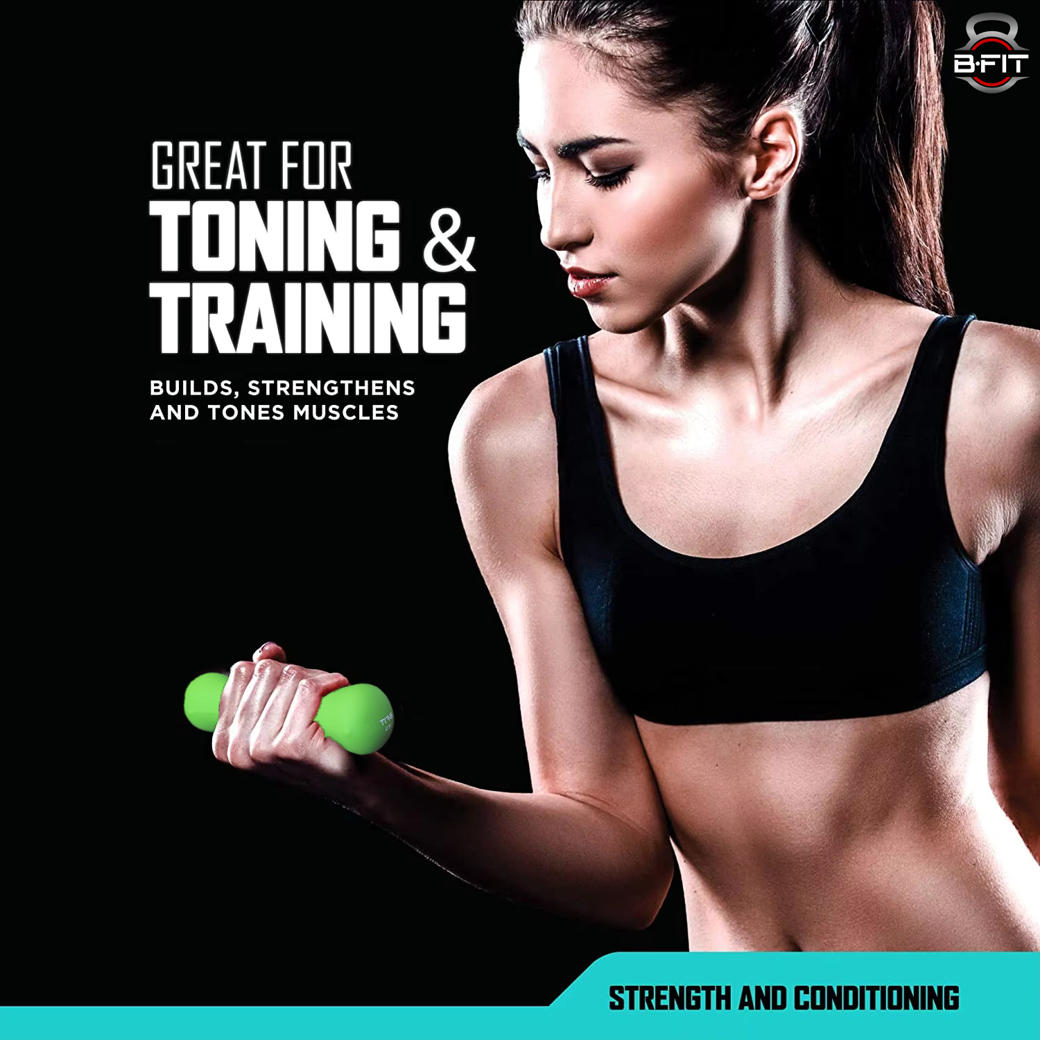 B Fit Bone Shape Neoprene Dumbbells 1 Kg Pair Non Slip Grip in Pair Packing