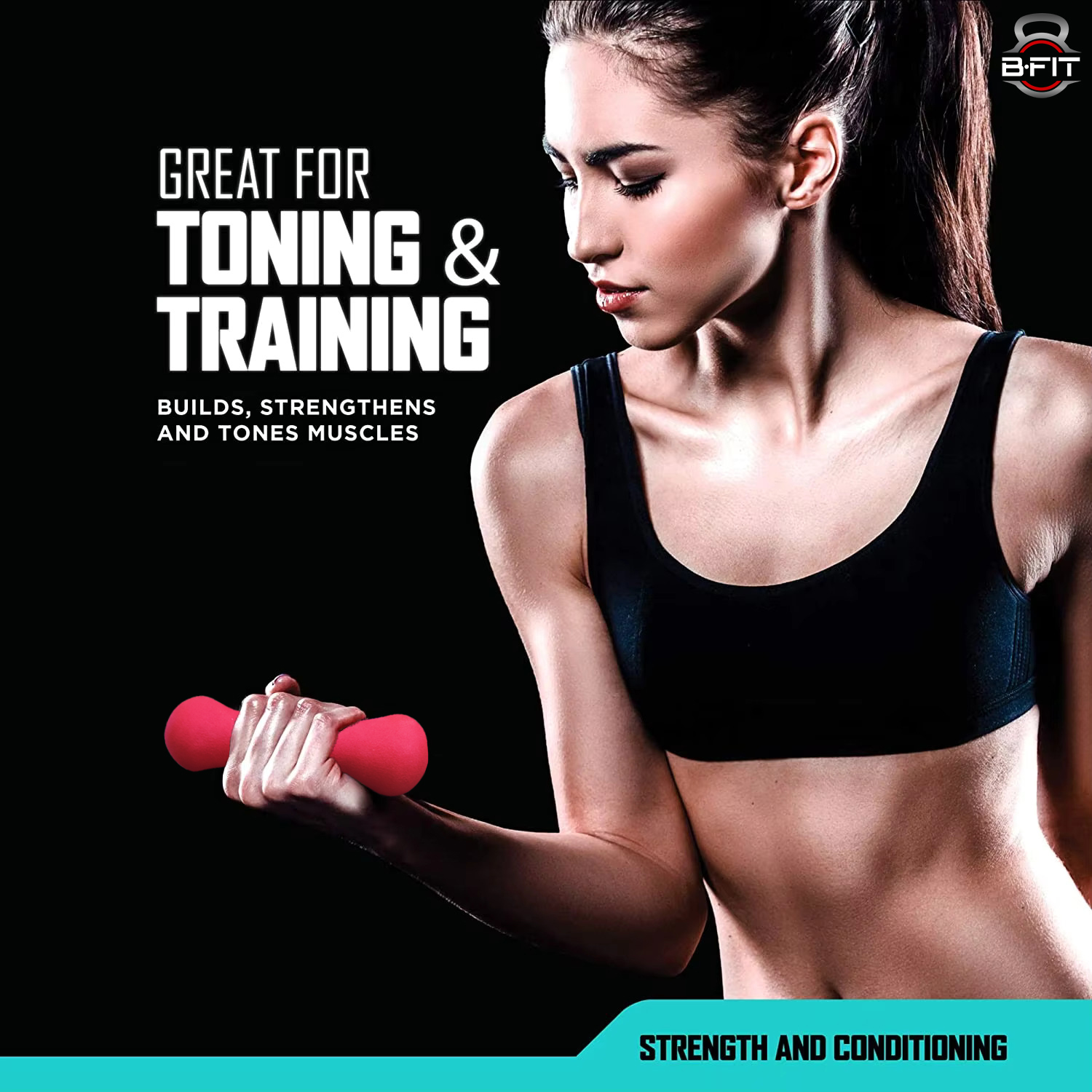 B Fit Bone Shape Neoprene Dumbbells 15 Kg Pair Non Slip Grip in Pair Packing