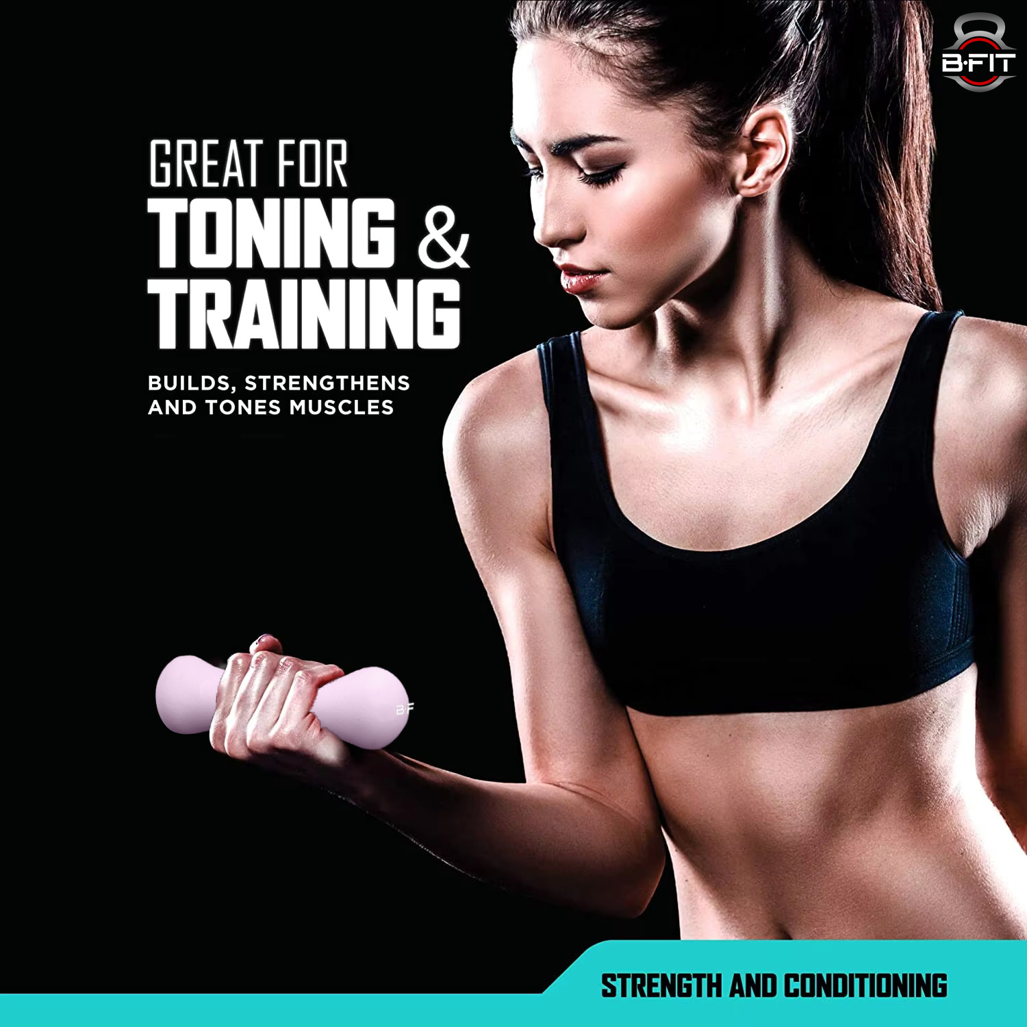 B Fit Bone Shape Neoprene Dumbbells 2 Kg Pair Non Slip Grip in Pair Packing