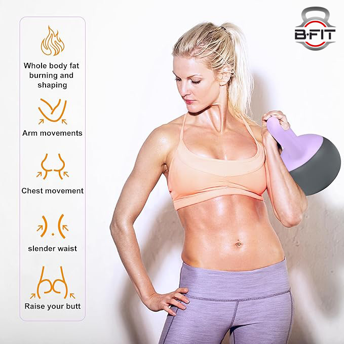 B Fit Soft Kettlebells 12 Kg with Cushioned Impact-Resistant Base and Anti-Slip