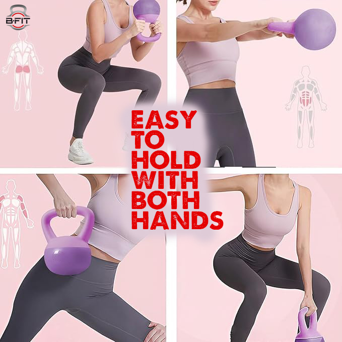 B Fit Soft Kettlebells 12 Kg with Cushioned Impact-Resistant Base and Anti-Slip