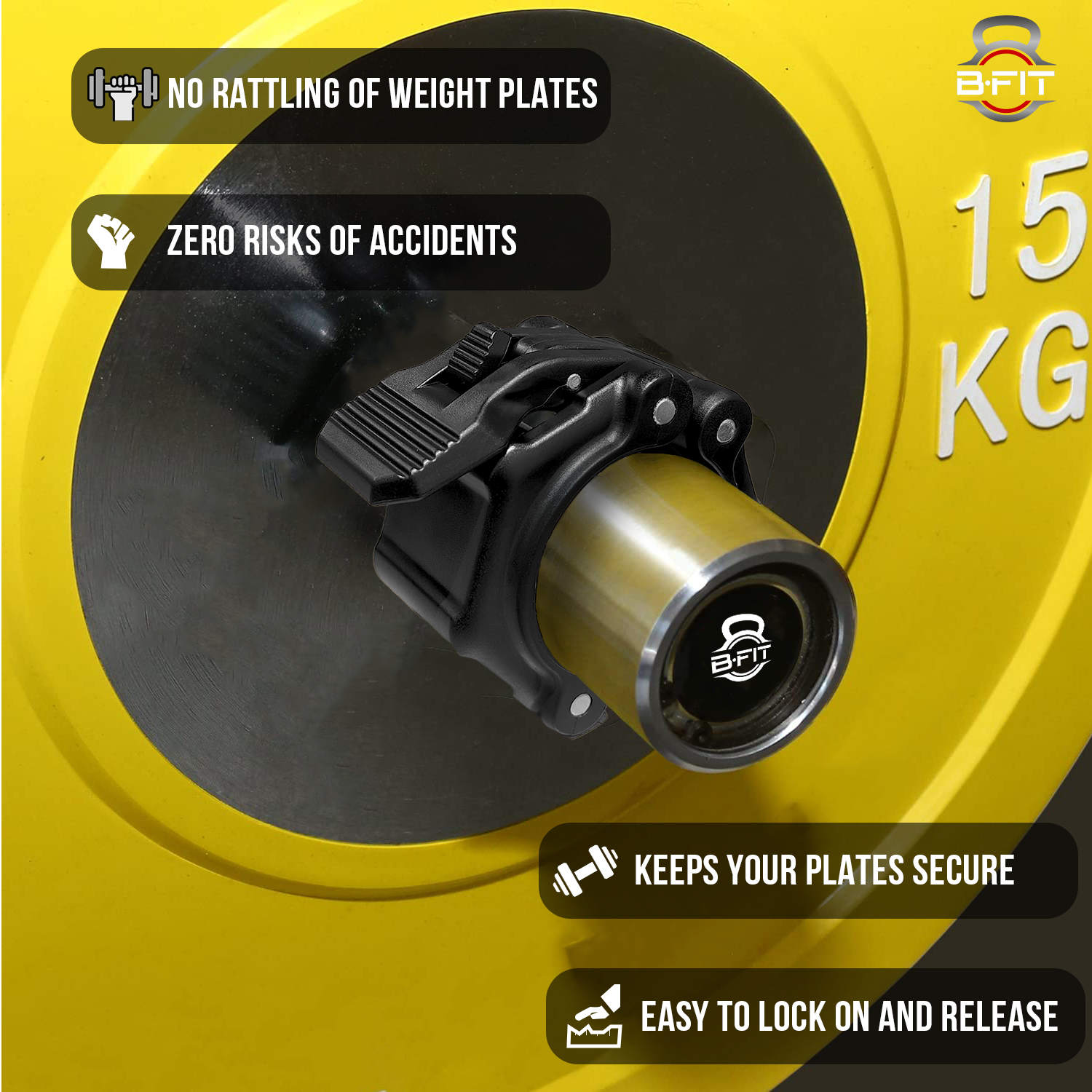 b Fit 2 Premium Olympic Barbell Collar - Quick Release Barbell Clamp