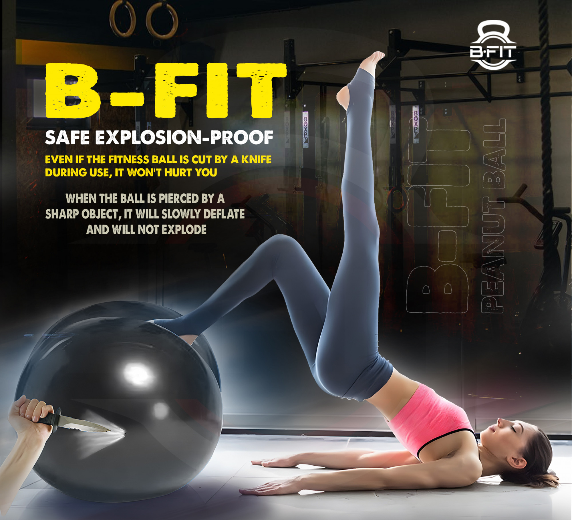 B Fit Peanut Ball Yoga Exercise Ball Thickened Anti Burst size 55110 Cm