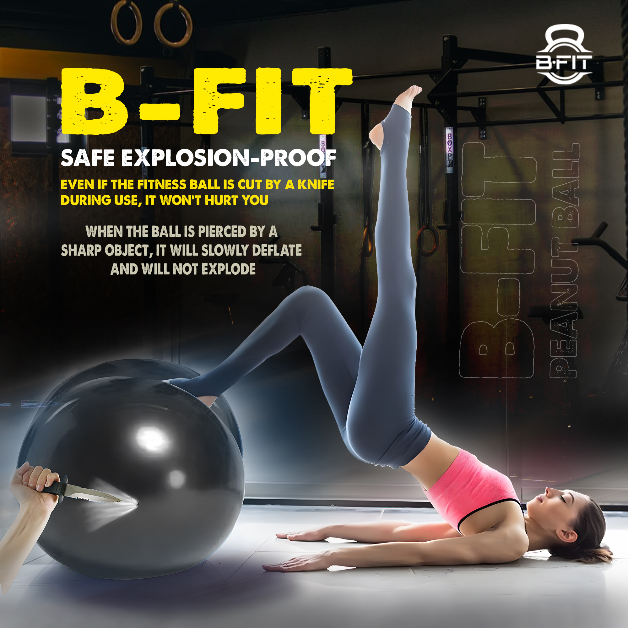 B Fit Peanut Ball Yoga Exercise Ball Thickened Anti Burst size 55110 Cm