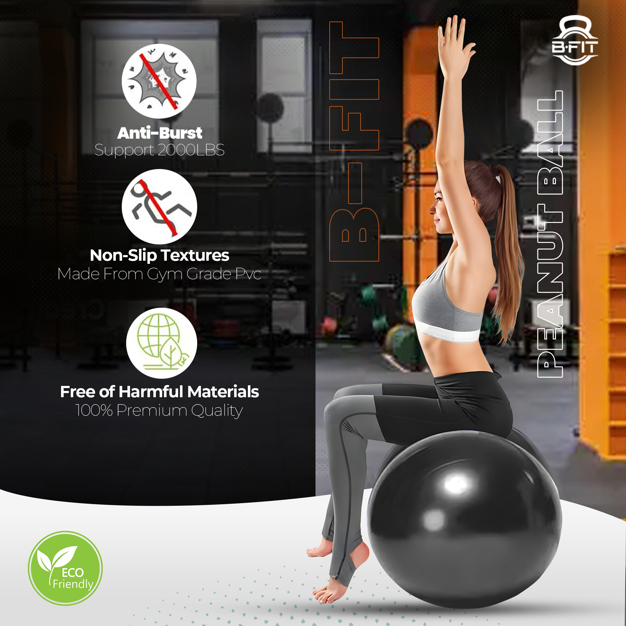 B Fit Peanut Ball Yoga Exercise Ball Thickened Anti Burst size 55110 Cm