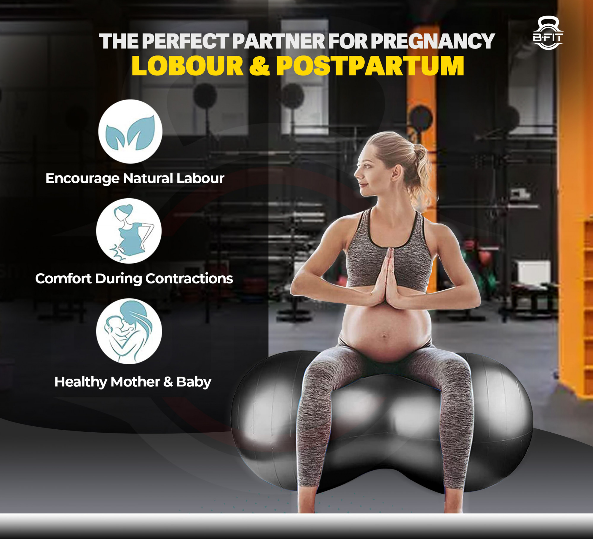 B Fit Peanut Ball Yoga Exercise Ball Thickened Anti Burst size 55110 Cm
