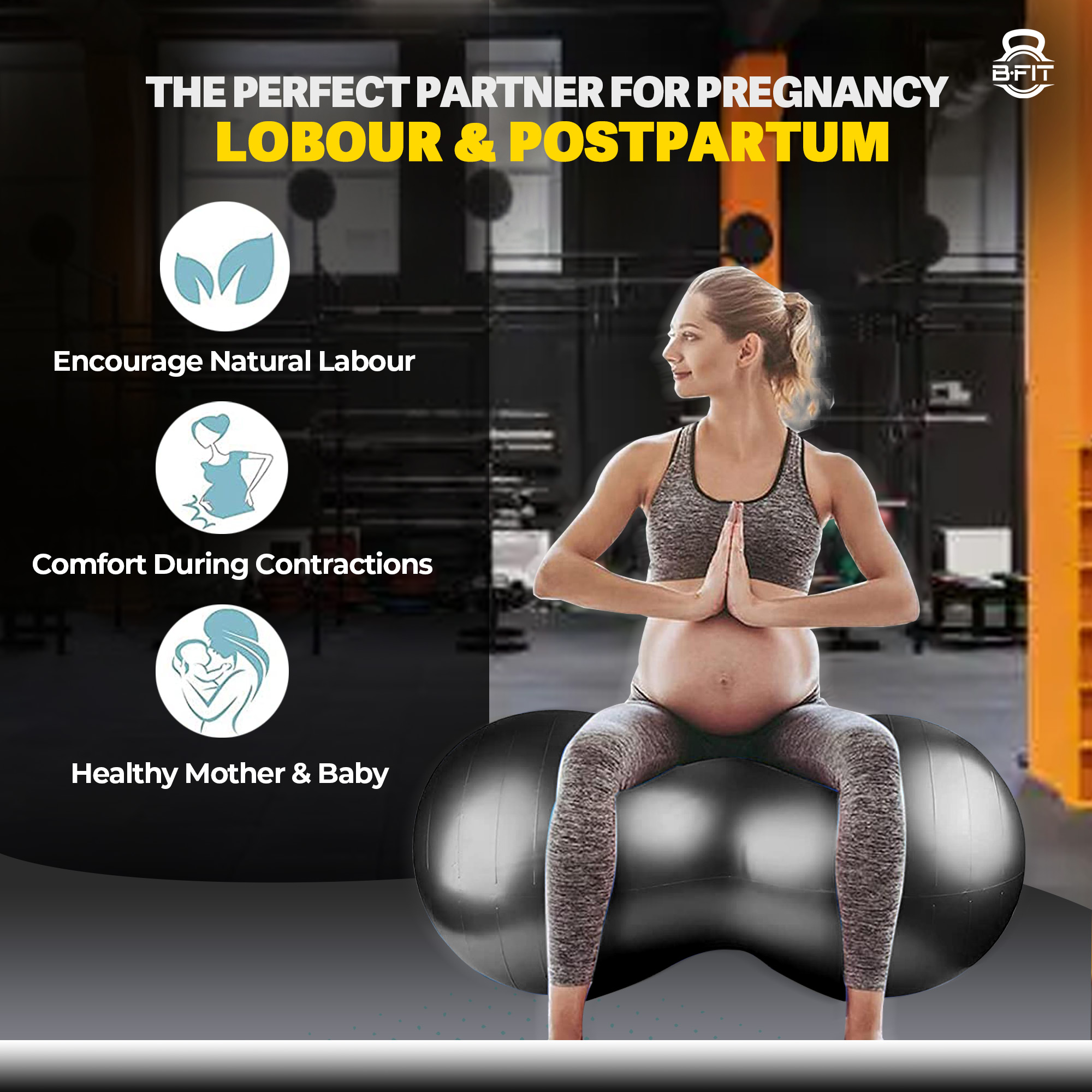 B Fit Peanut Ball Yoga Exercise Ball Thickened Anti Burst size 55110 Cm