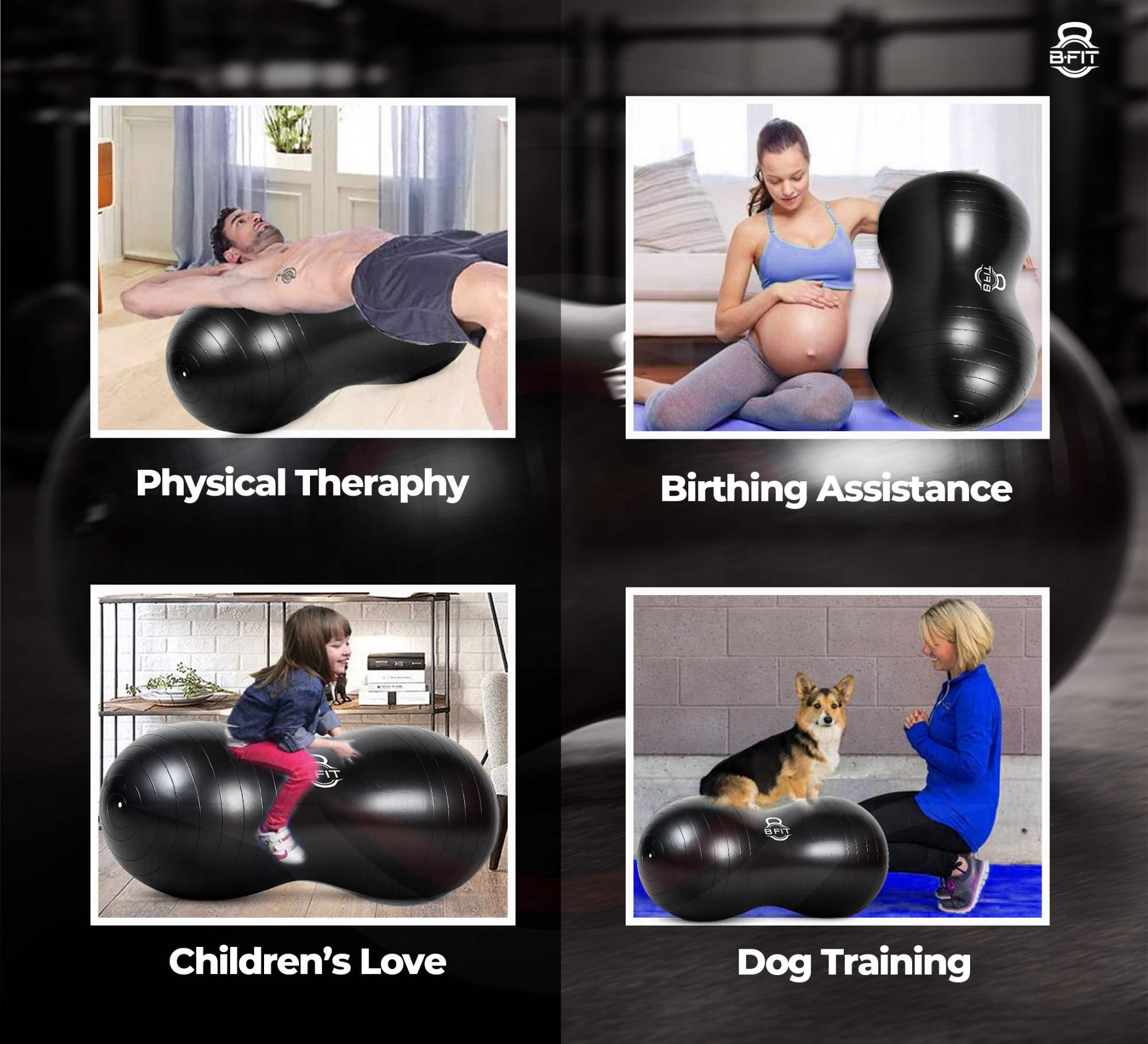 B Fit Peanut Ball Yoga Exercise Ball Thickened Anti Burst size 55110 Cm