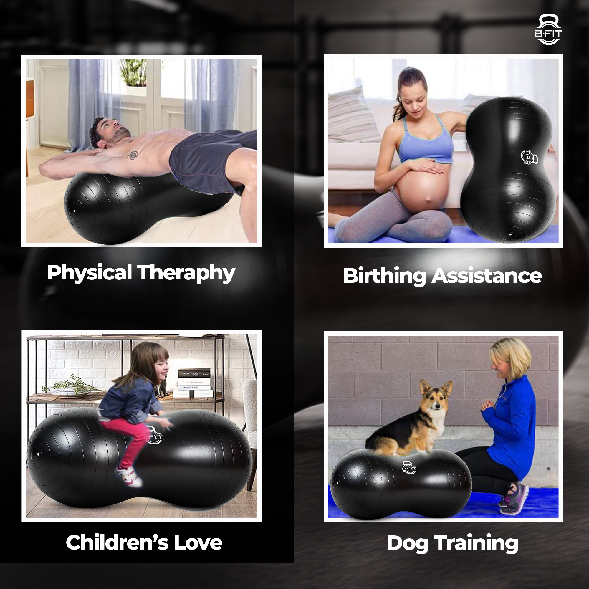 B Fit Peanut Ball Yoga Exercise Ball Thickened Anti Burst size 55110 Cm