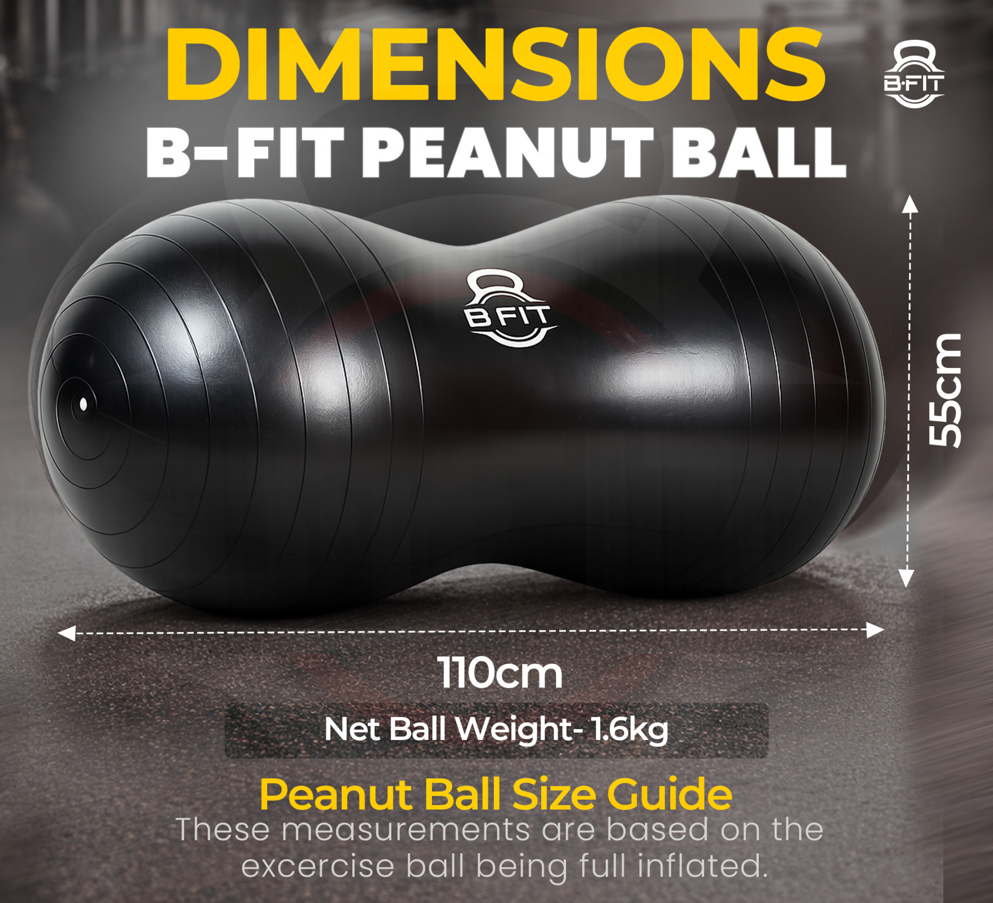 B Fit Peanut Ball Yoga Exercise Ball Thickened Anti Burst size 55110 Cm