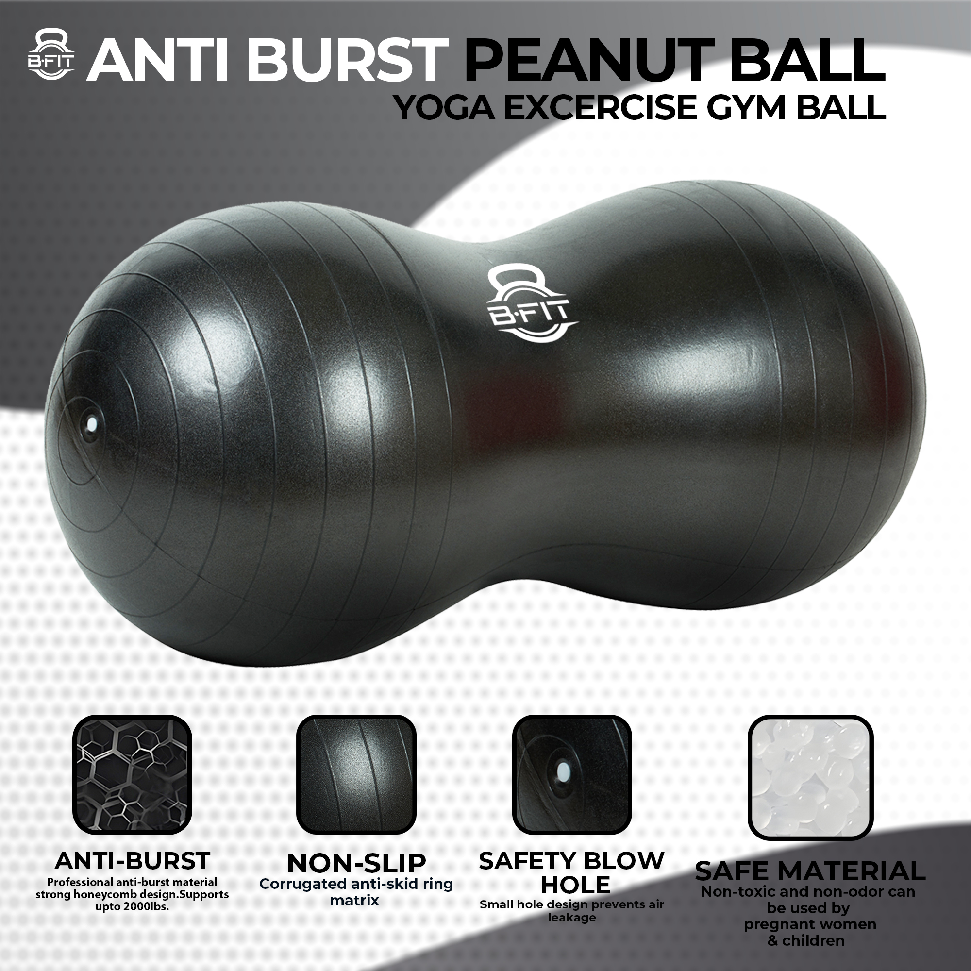 B Fit Peanut Ball Yoga Exercise Ball Thickened Anti Burst size 55100 Cm