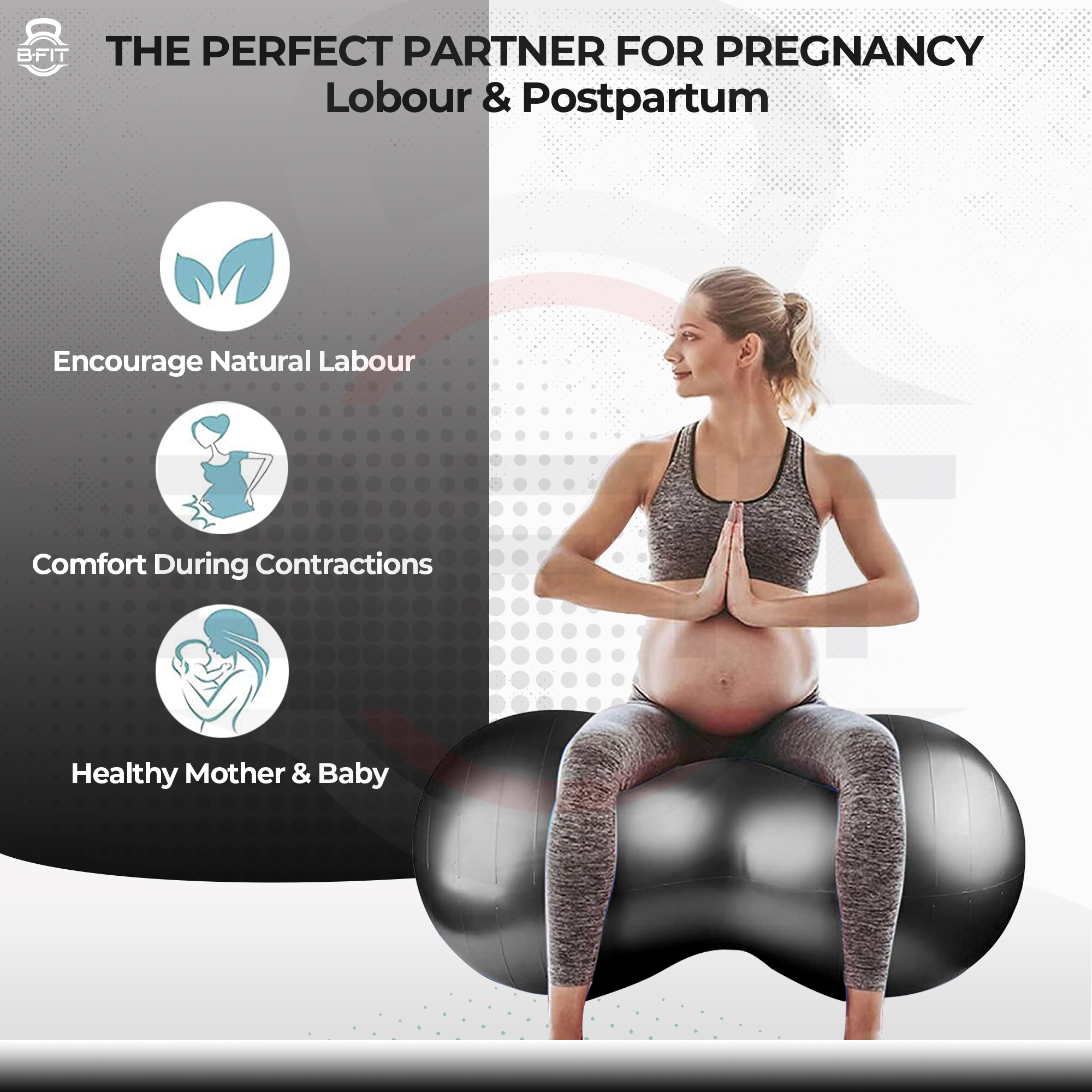 B Fit Peanut Ball Yoga Exercise Ball Thickened Anti Burst size 55100 Cm