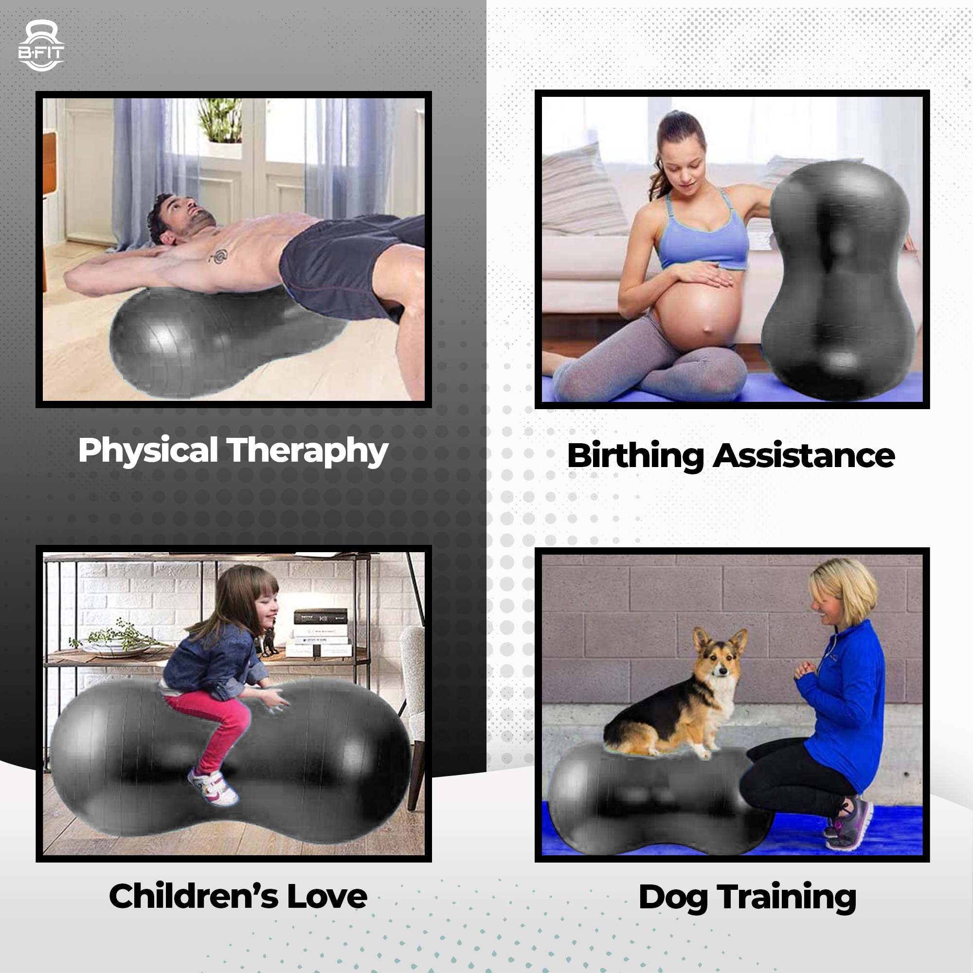 B Fit Peanut Ball Yoga Exercise Ball Thickened Anti Burst size 55100 Cm